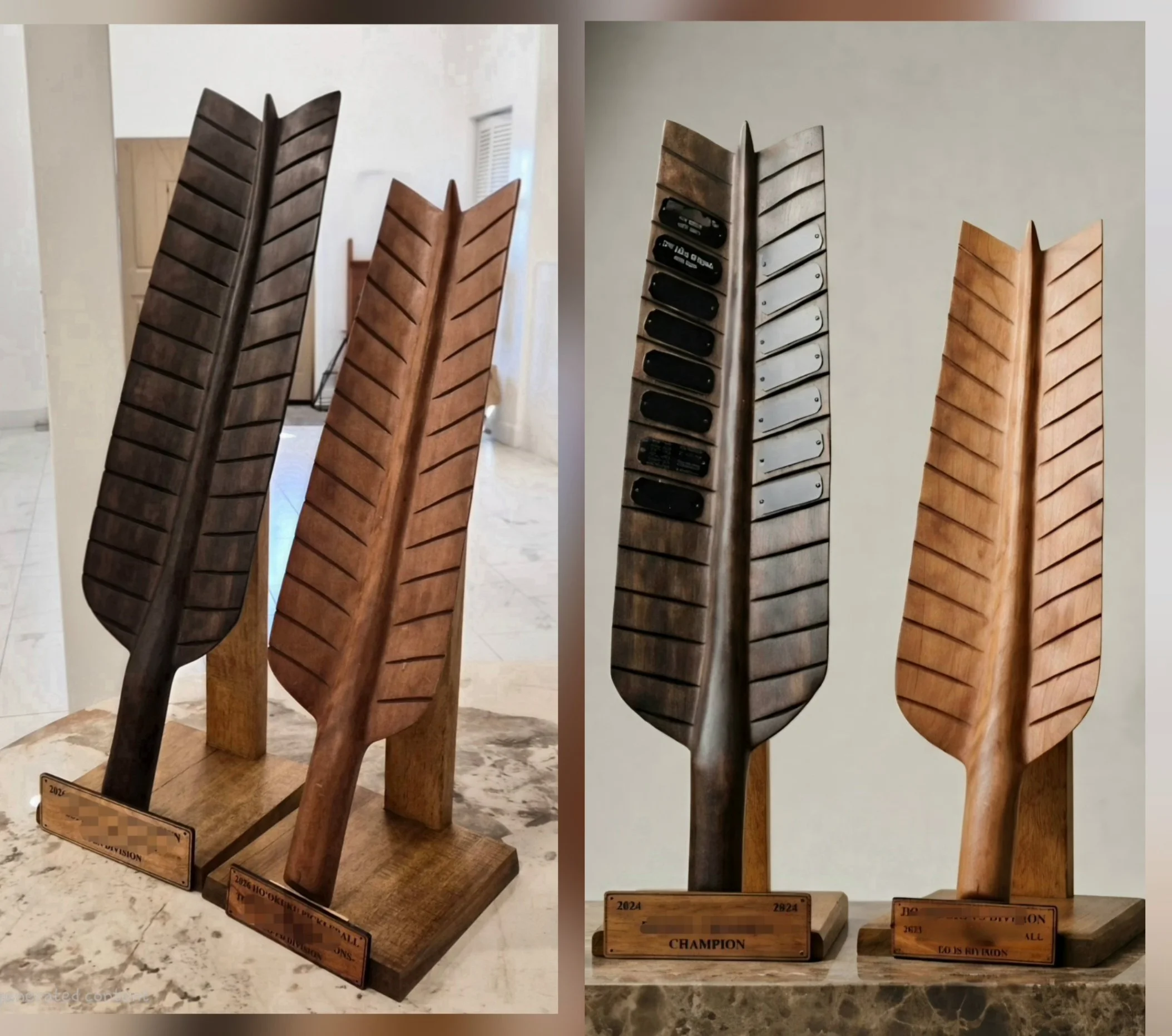 24"-26"(H) Wooden Banana Leaf Award/Perpetual Plaque on stand