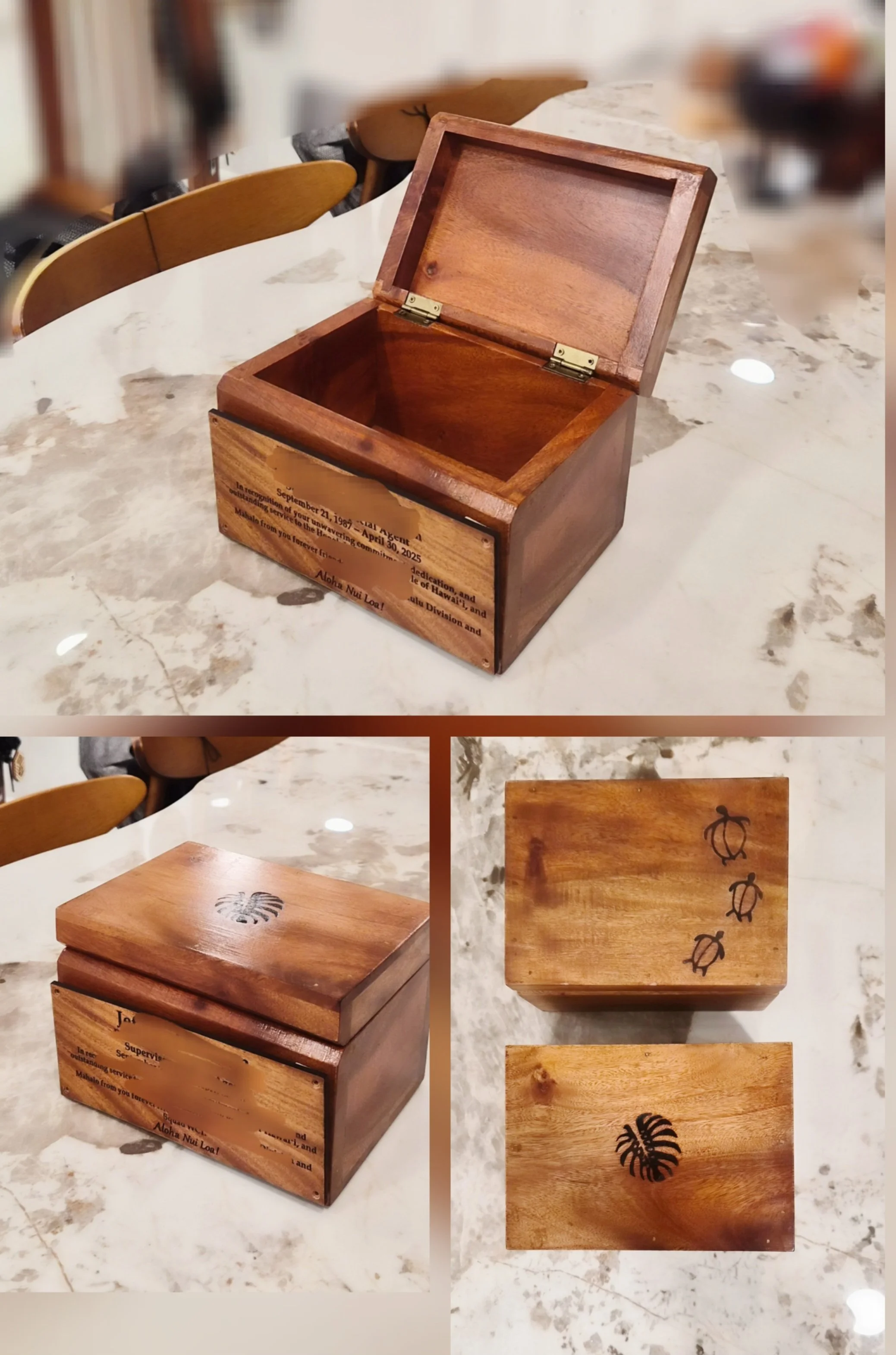 7"x5"x4.8" Wooden Jewelry box w/ENGRAVING