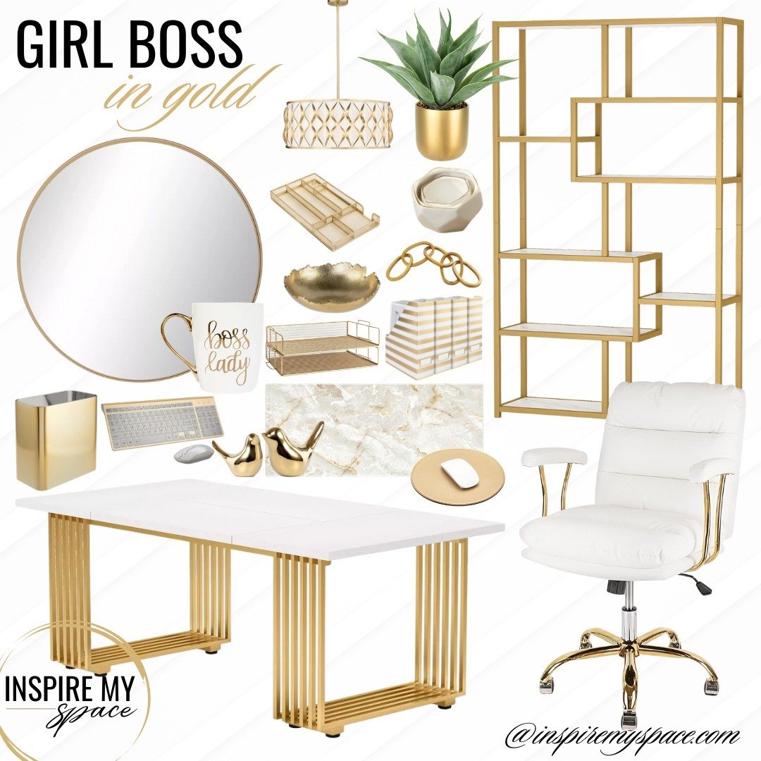 My Girl Boss in Gold Collection is all GLAM! Love the desk, the chair looks so comfy and I, of course, love the coffee mug! 🤎

LINK IN BIO or HIGHLIGHTS
&rarr; Select Curated Collections

#girlboss #girlbosslife #girlbosses #office #officedecor #off