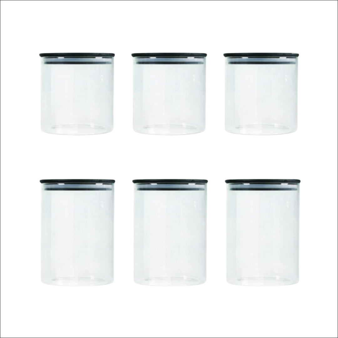 Glass Jars with Black Lids
