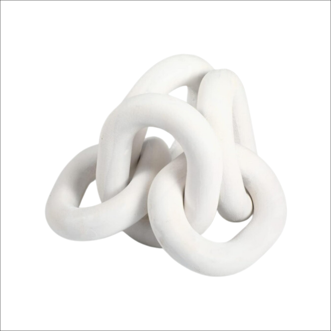 Decorative Wood Chain Link - White