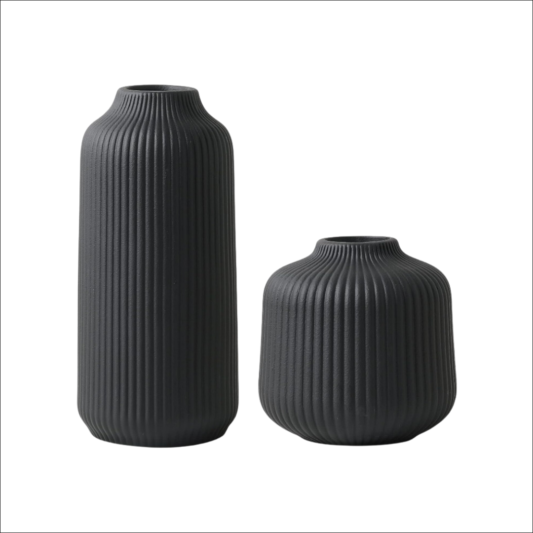 Black Ceramic Vases - Set of 2