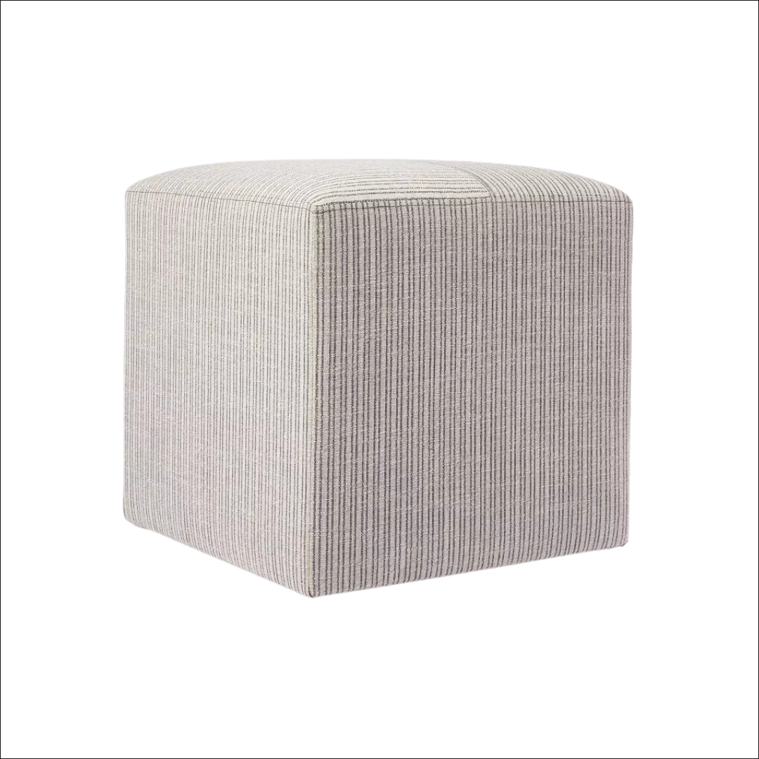 Lynwood Square Upholstered Cube Light Brown Windowpane Plaid - Threshold