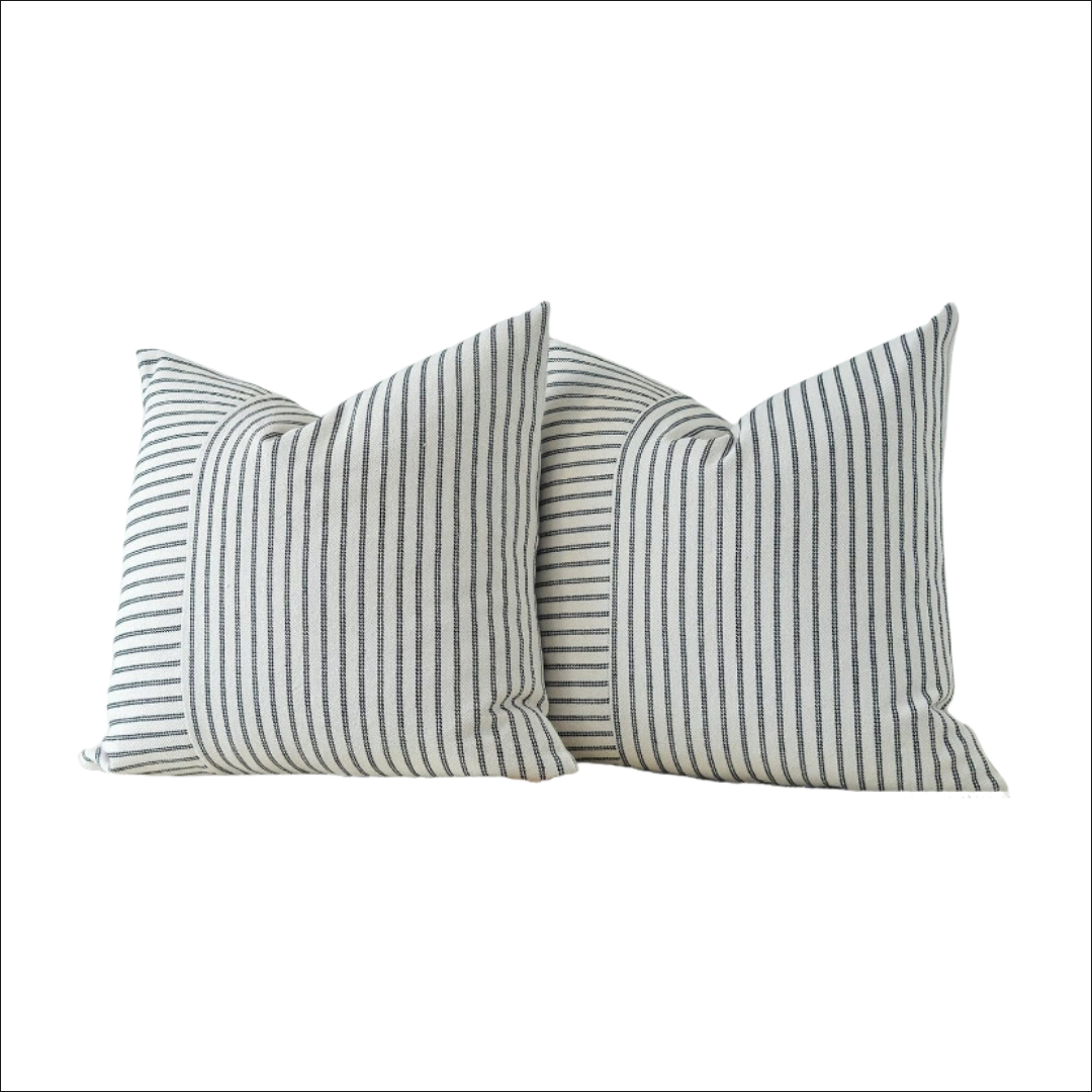 Black and Beige Striped Pillow Covers