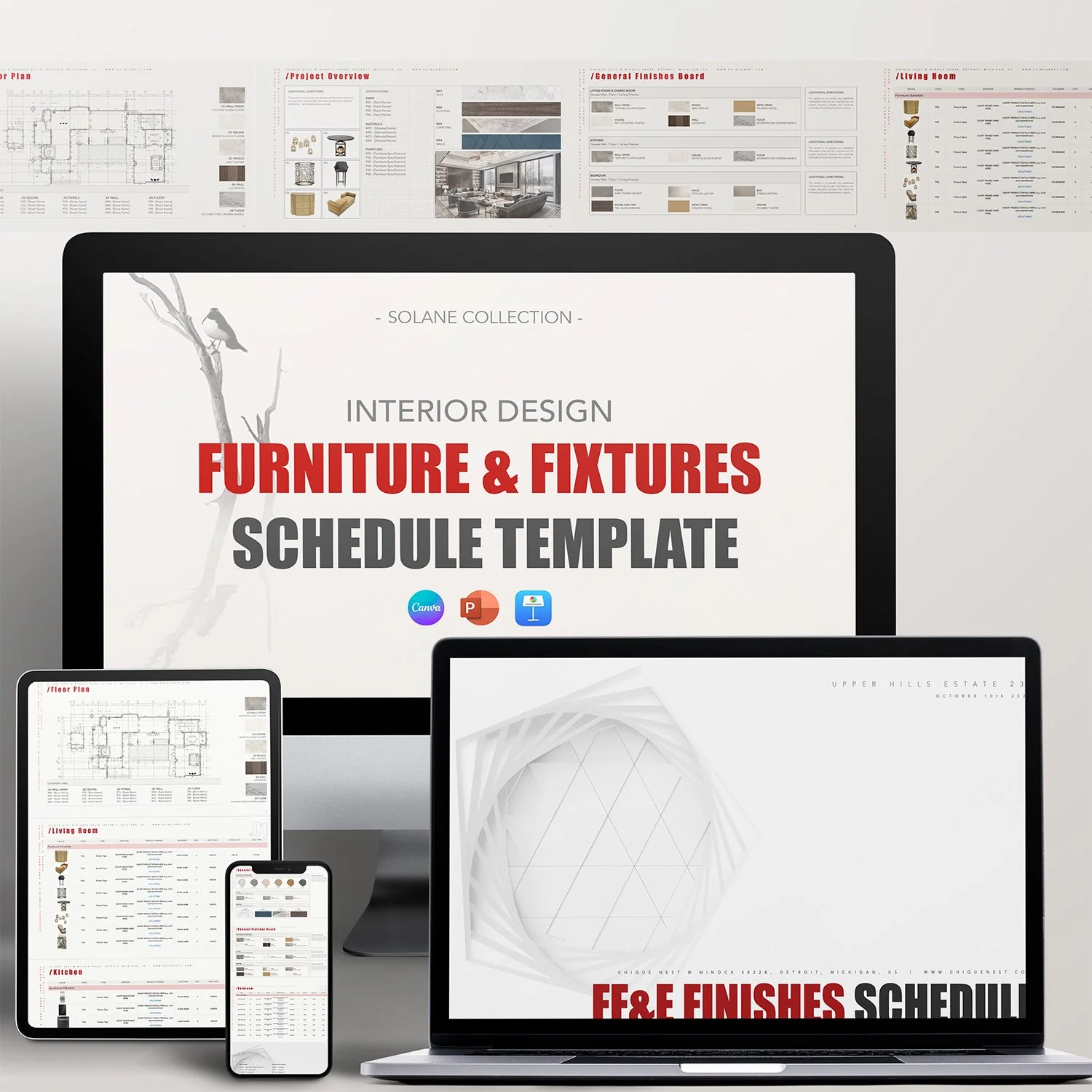 (FF&E) Fixtures and Finishes Schedule Template _ Solane Collection