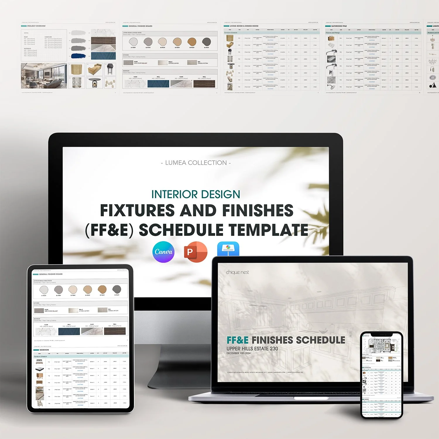 (FF&E) Fixtures and Finishes Schedule Template _ Lumea Collection