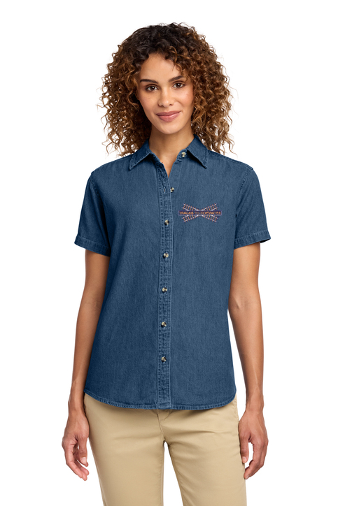 TT- LSP11 Women's Port & Company Short Sleeve Denim Shirt