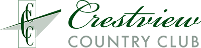 Logo of Crestview Country Club with stylized green and white design and text
