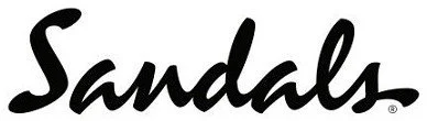 The word 'Sandals' written in bold, black cursive font.