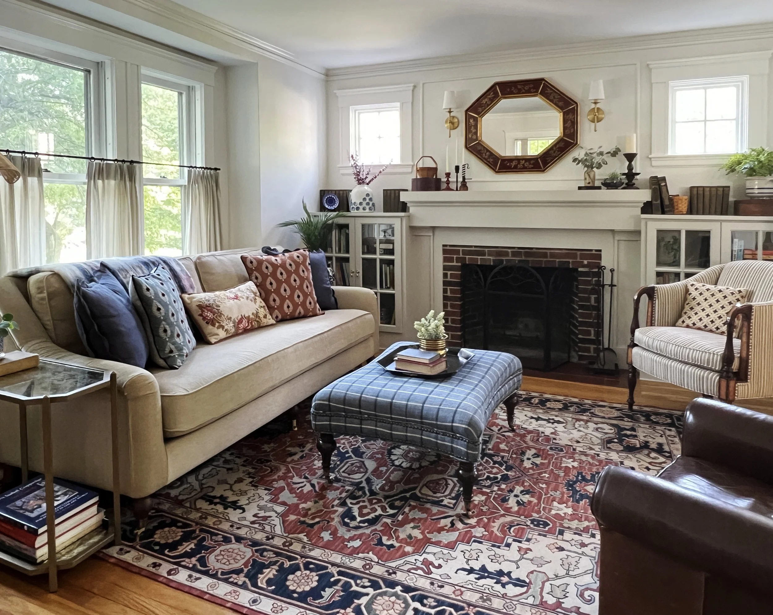 A traditional living room in Lexington, MA.