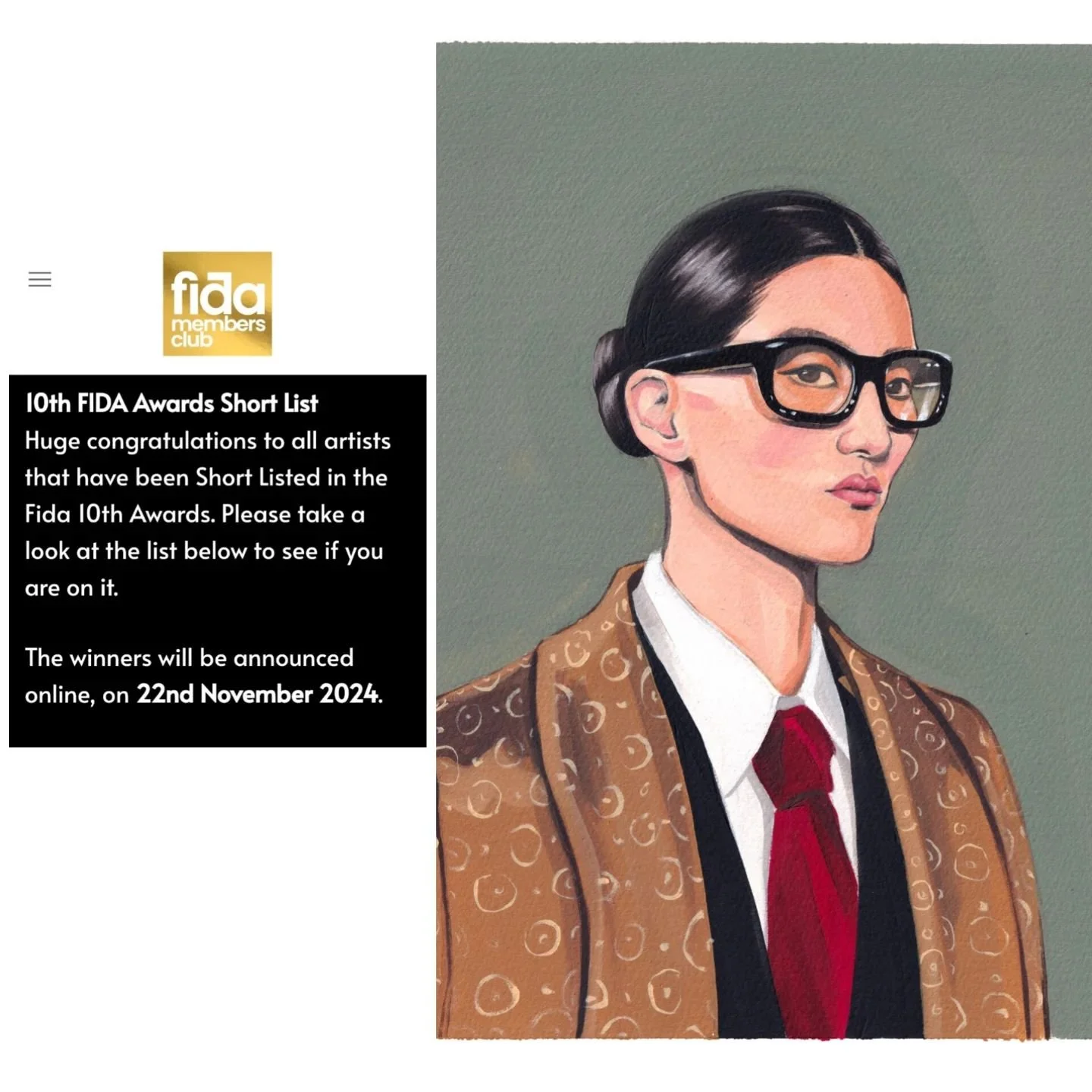 I'm so honored to be in the 10th awards Short List with my oil painting on paper🎉🎉🎉 

Thank you so much @fidaworldwide and judges 🙏

#fashionillustration #fashionillustrator #fashiondrawing #illustratrice #dessinatrice