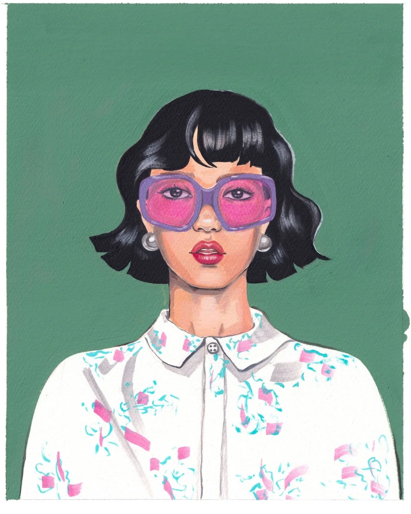 Oil painting on paper 🎨 

Inspired by @miumiu 💕

#fashionportrait
#fashionillustration
#fashionillustrator 
#dessinatrice 
#illustratrice