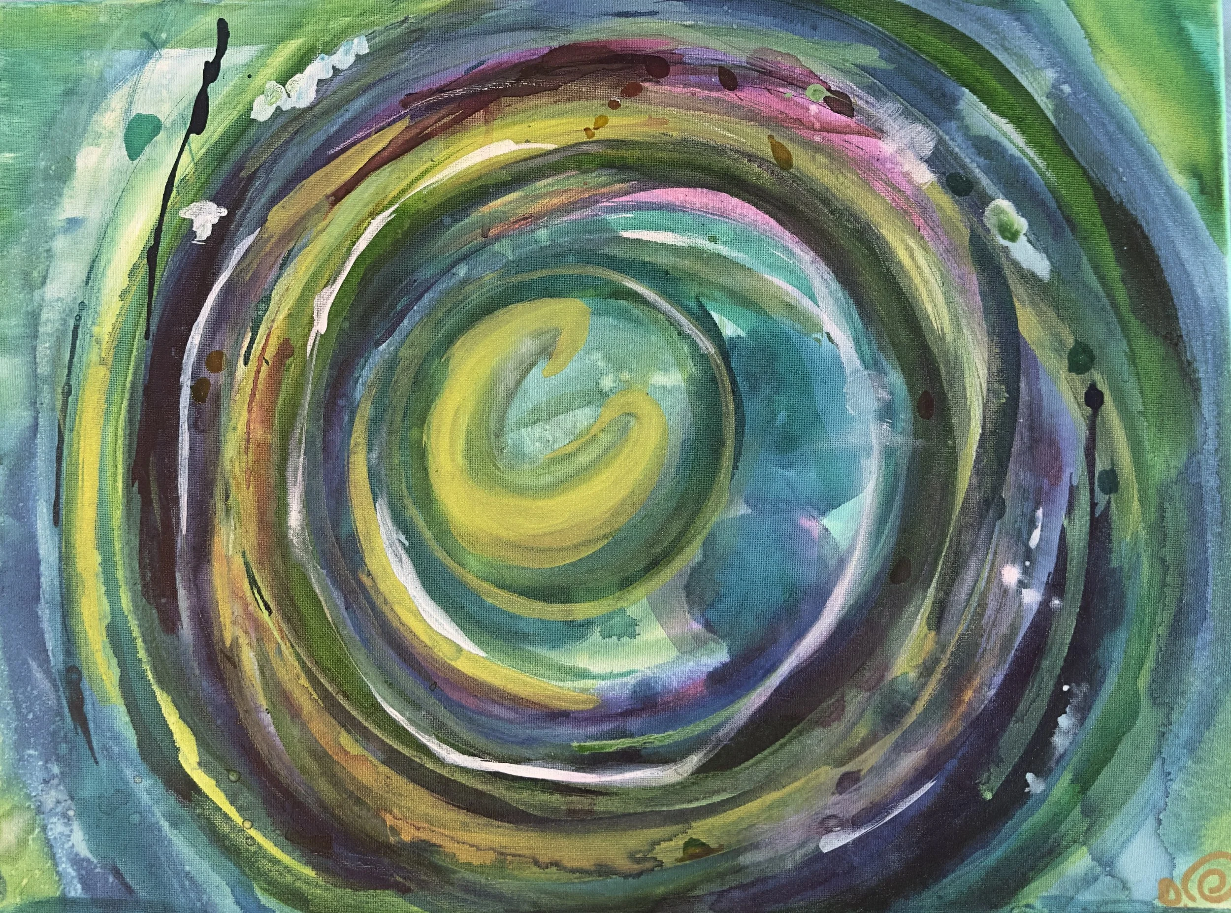 Dragon Egg Portal Water Color Mixed Medium 18” x 24” 2023 Inspired by the Dragon Energy 