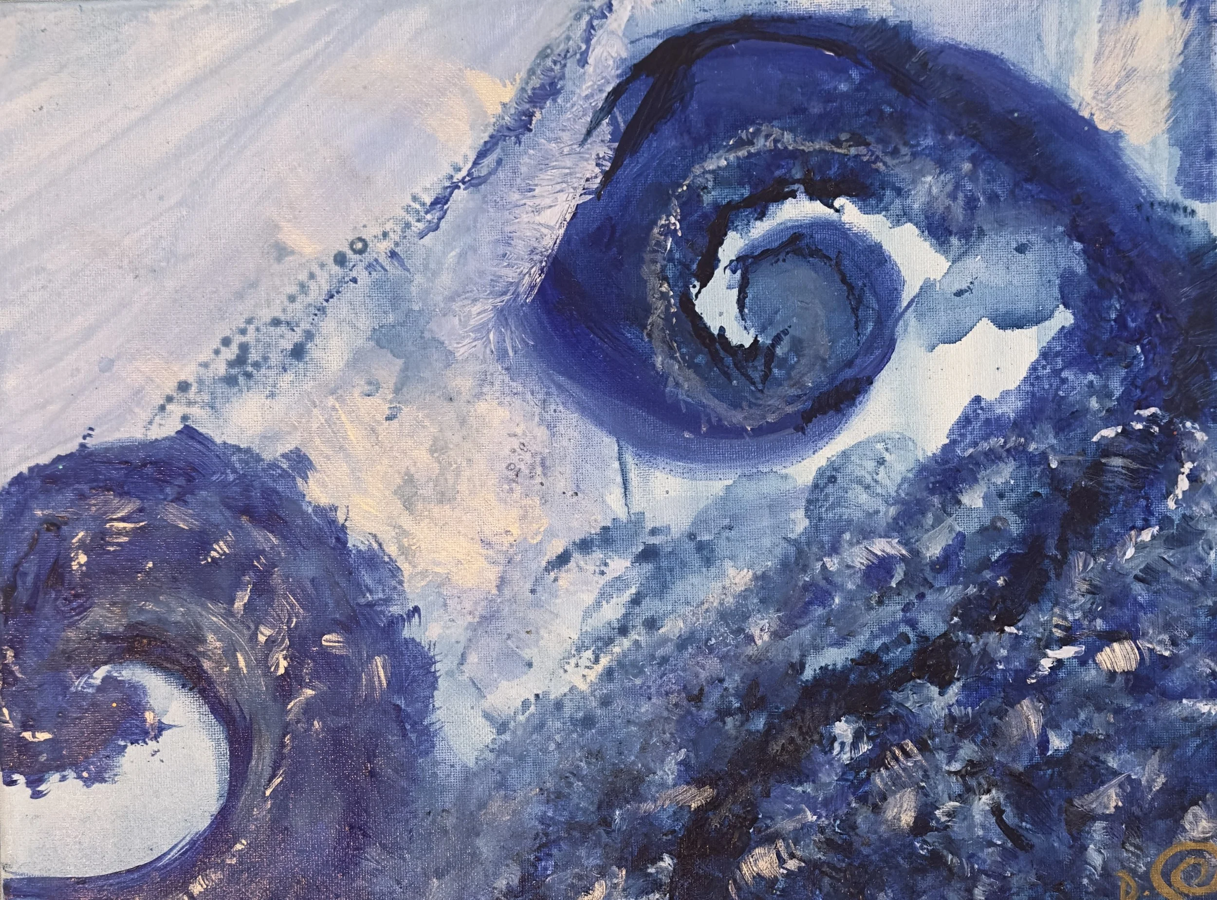  Rolling Tides Acrylic “12 x 16” 2023 inspired by Japanese Artwork specifically The Great Wave off Kanagawa