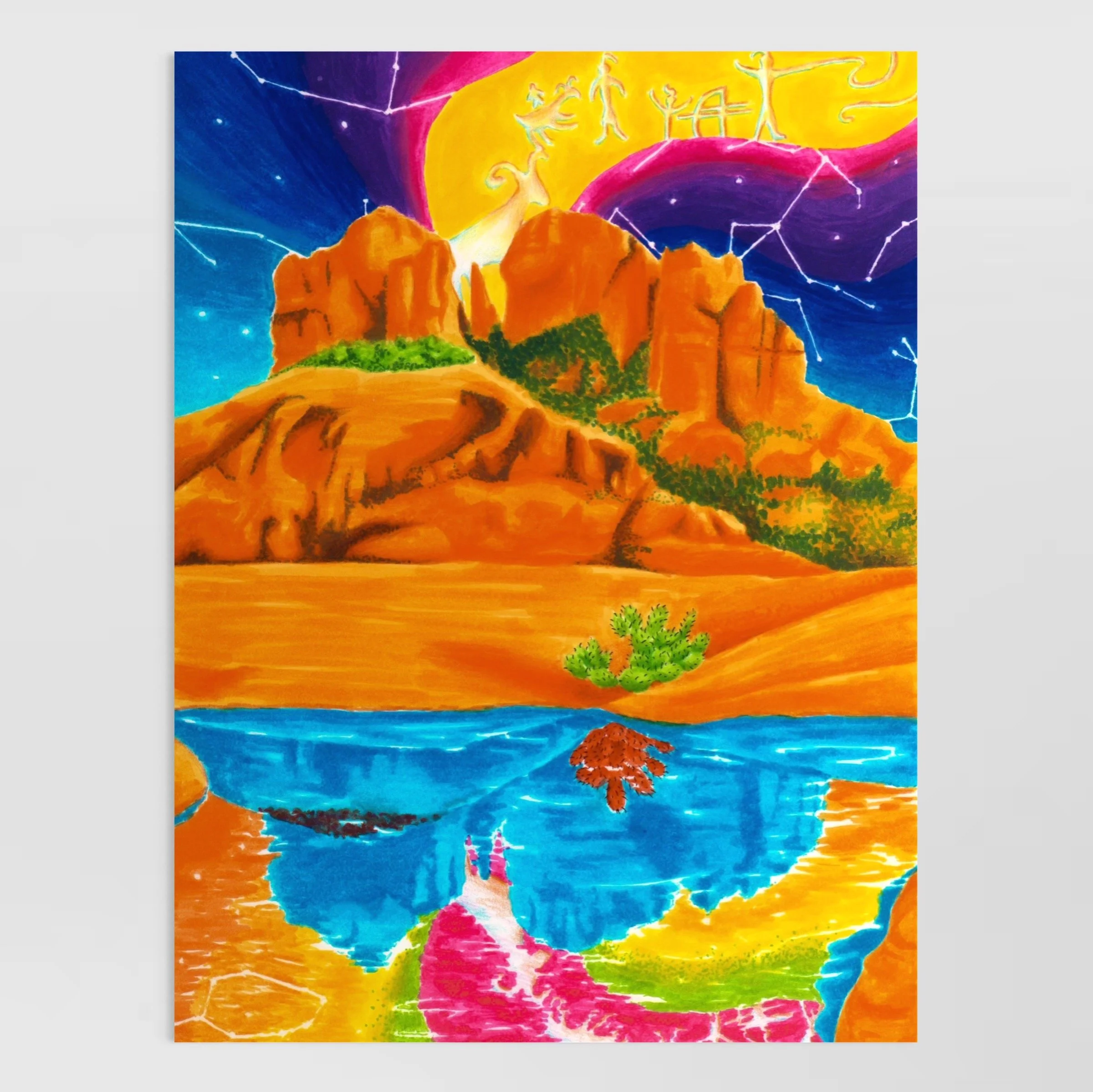  Wesley Ethyn Bowers,  GAIA'S CATHEDRAL   (2022). Ink and Coloured Pencil on Paper, 8" x 6".