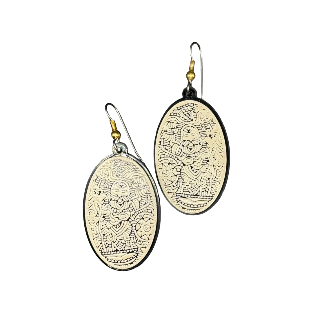 Happy NC Man Acrylic Oval Earrings