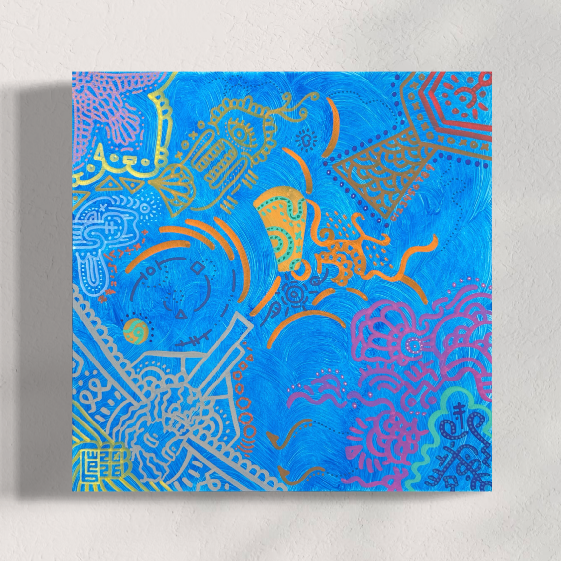  Wesley Ethyn Bowers,  UISCE   (2026). Acrylic on Wood Panel, 8 x 8".