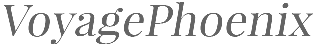 Text logo reading "VoyagePhoenix" in stylised black font on a white background.