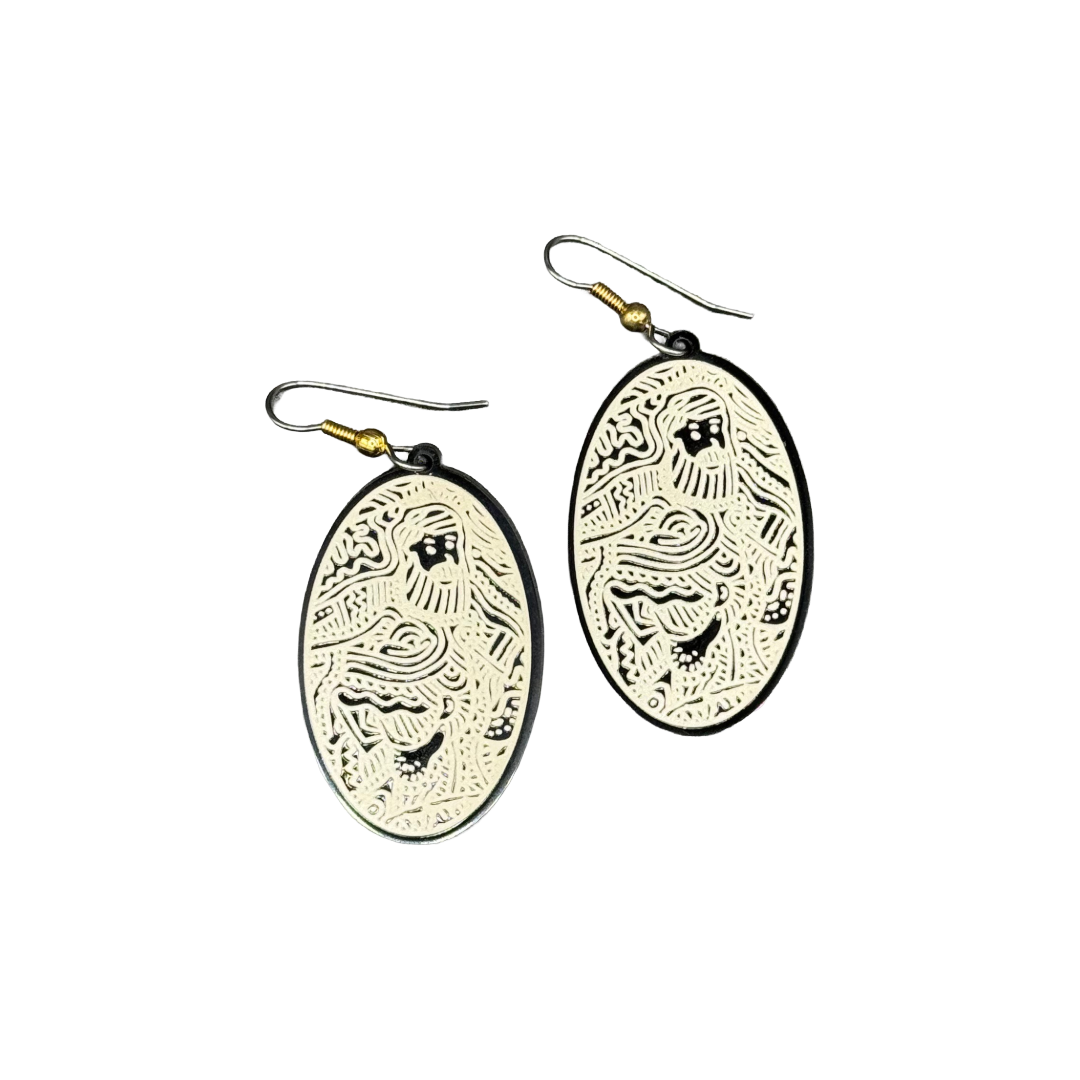Happy NUC Man Acrylic Oval Earrings