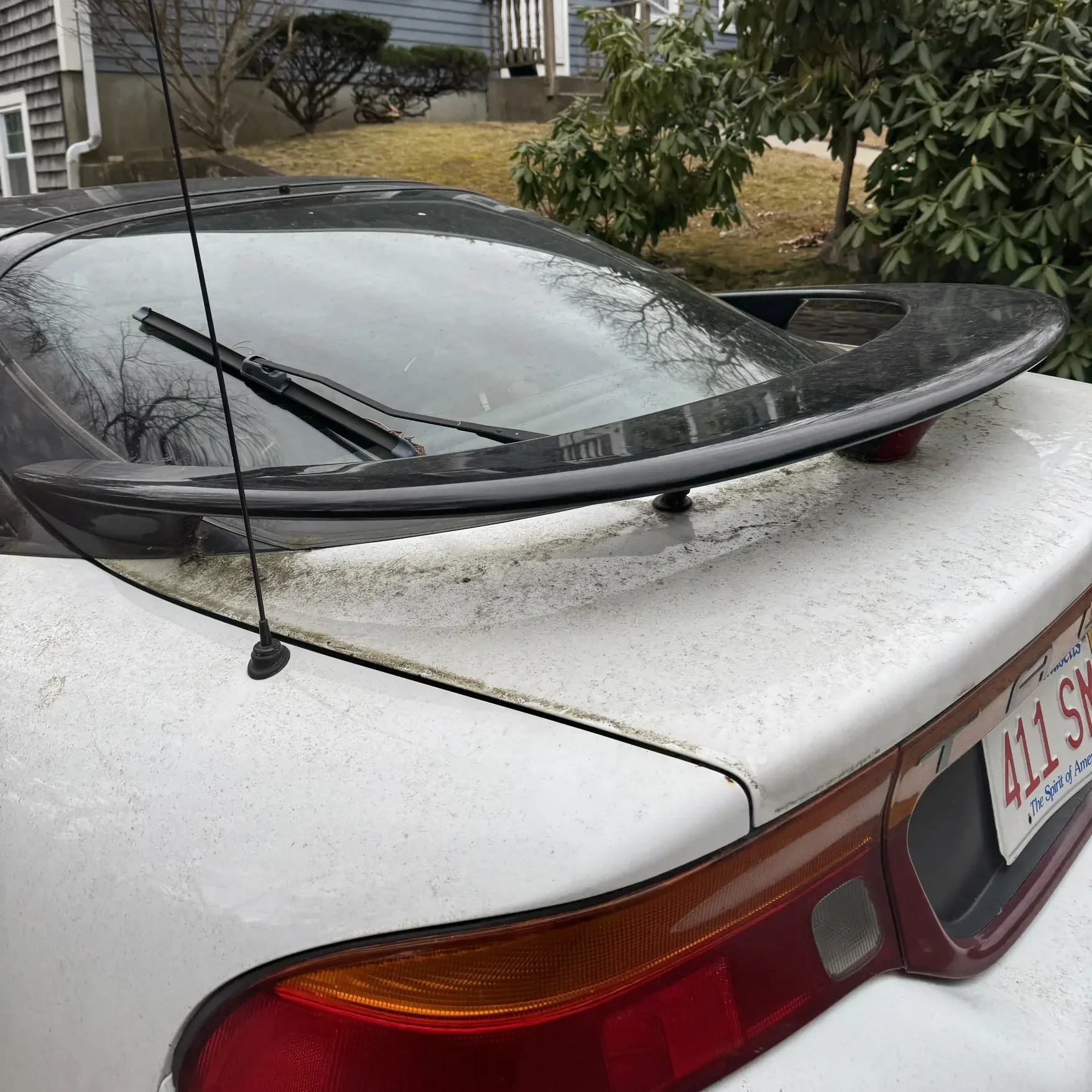 Dirty car before dish soap cleaning