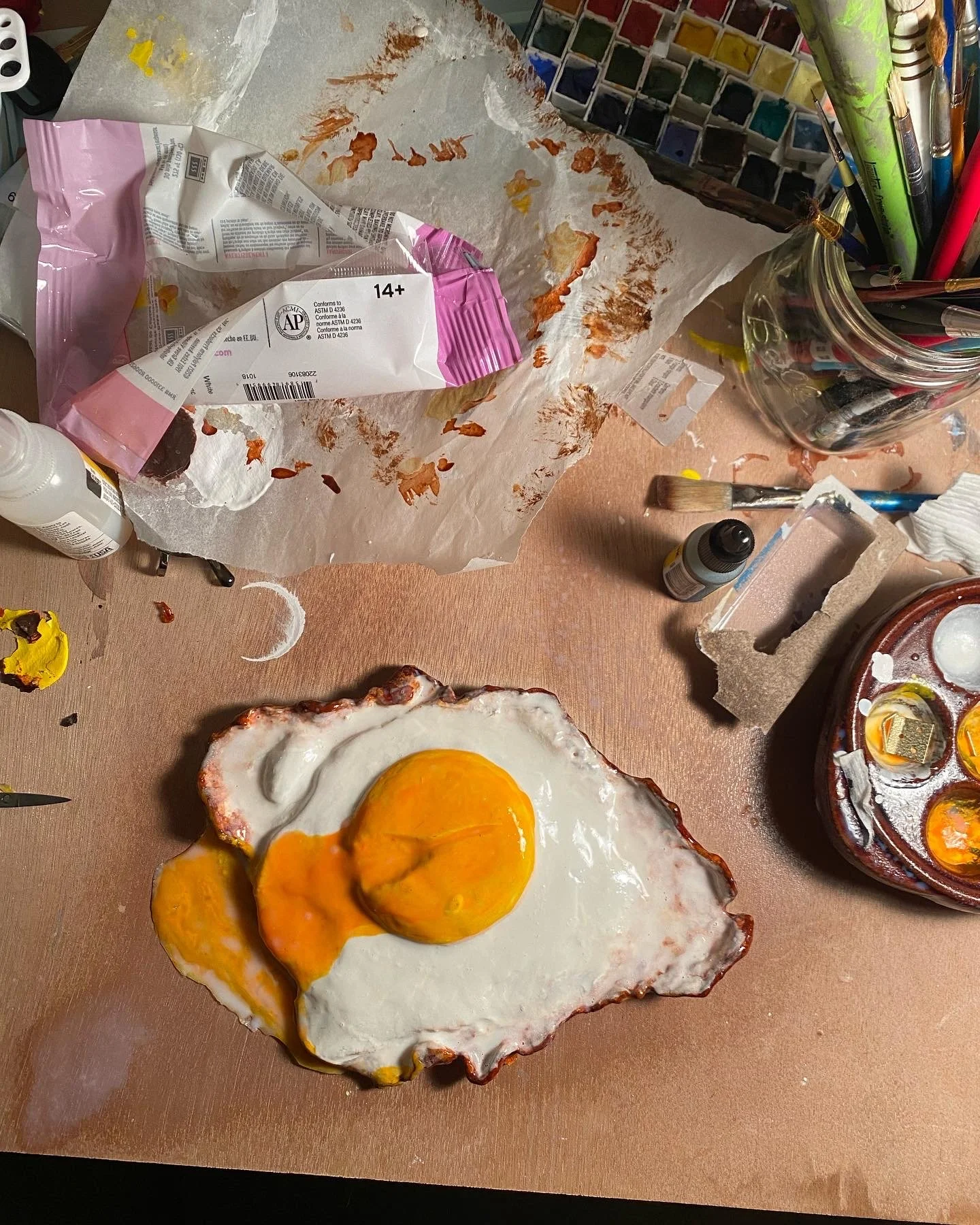 Oversized Egg Commission-- Polymer Clay, Alcohol Ink and Mod Podge "Dimensional Magic"