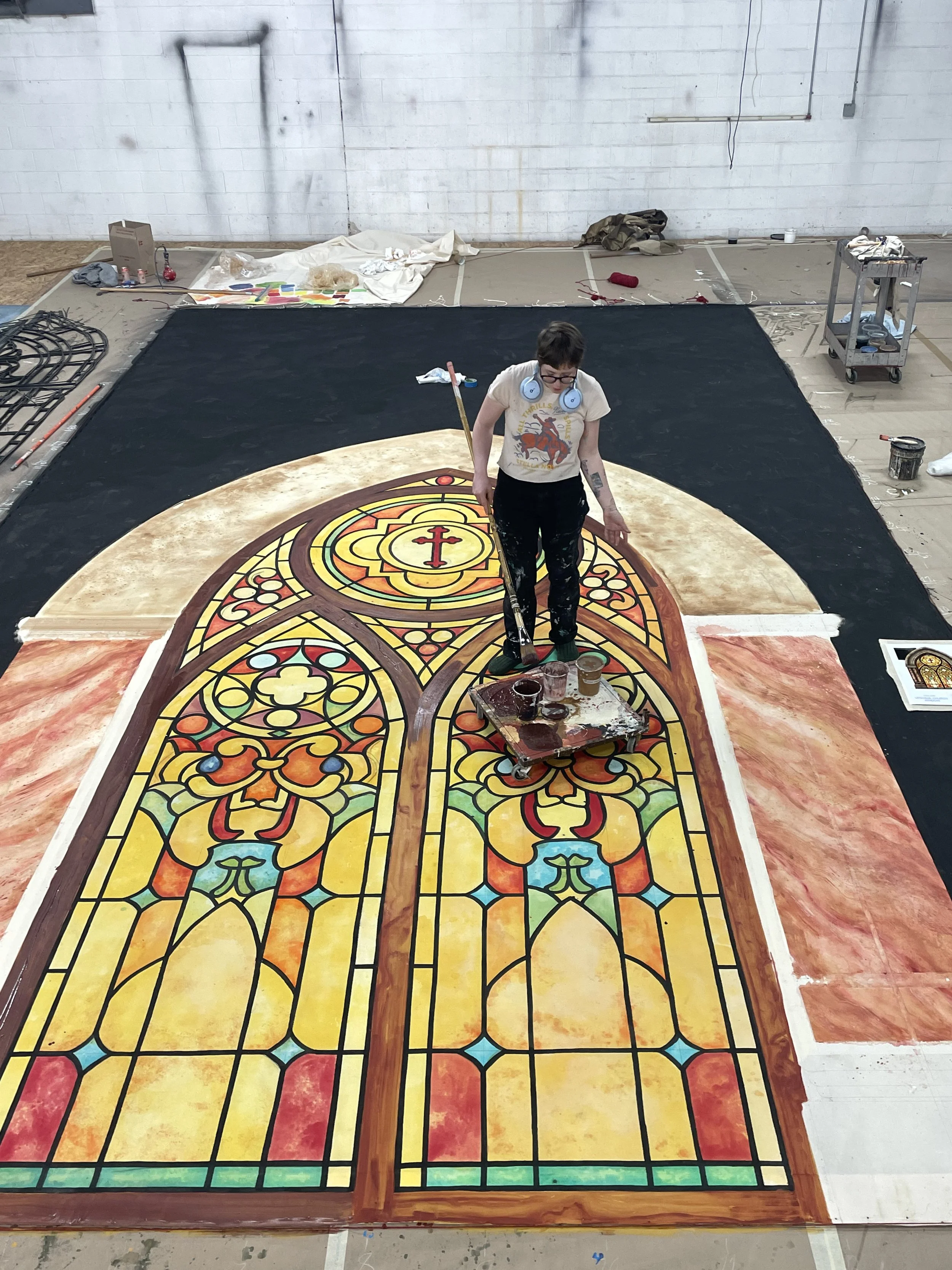 Paint mixed with Rosco Clear Acrylic for Flexibility