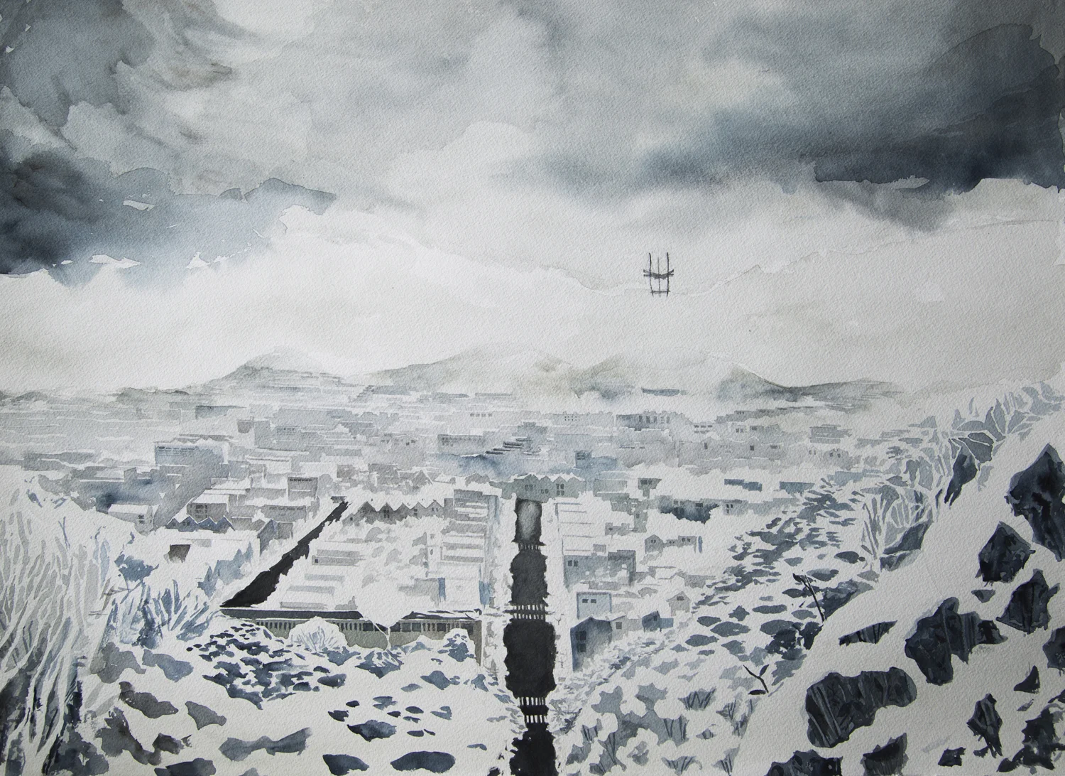 <i>San Francisco in the Snow: Twin Peaks,</i> 30x22", 2013