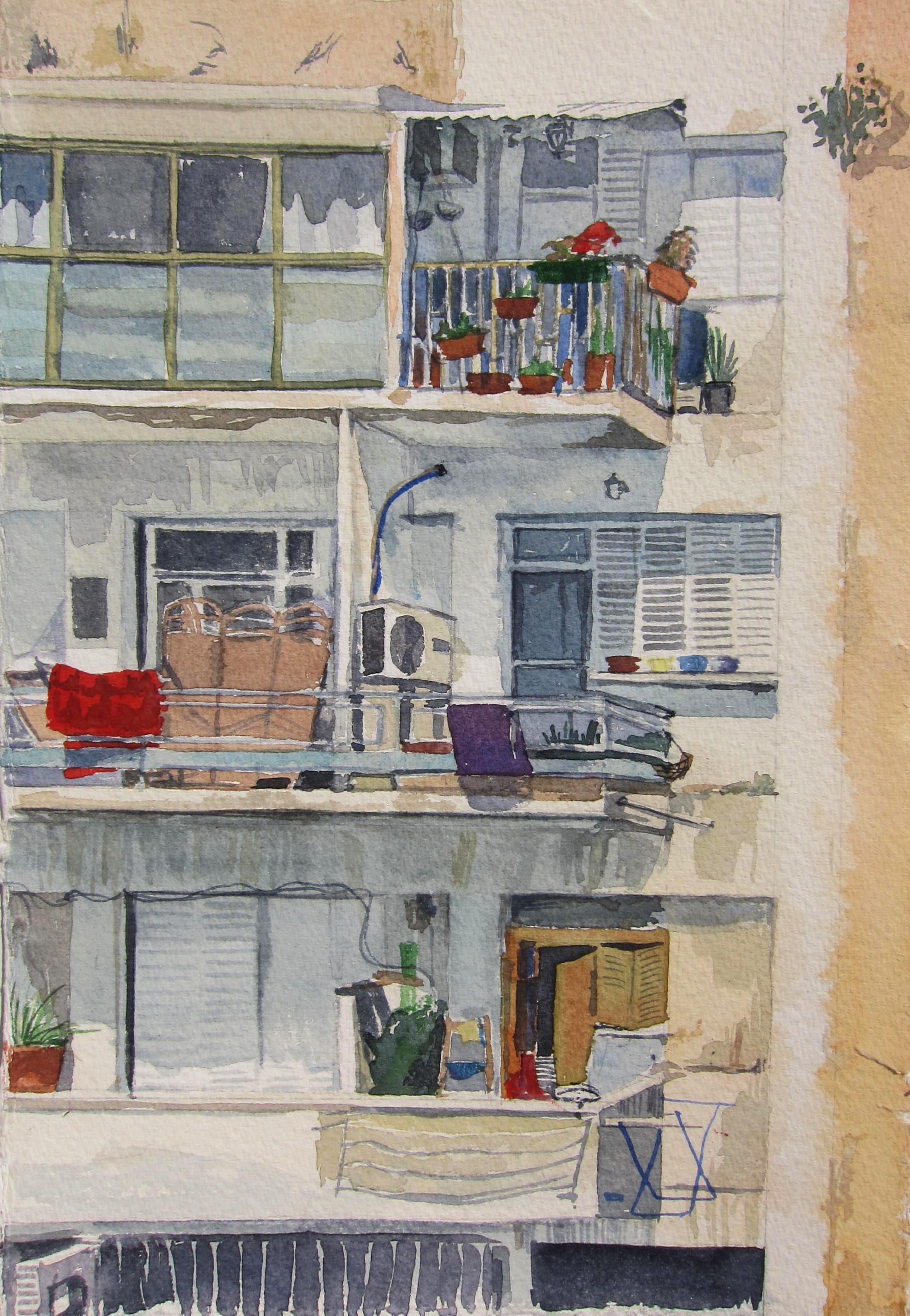 <i>Jaffa, Above Cafe Dina</i>, 8 x 12", 2011 (private collection)