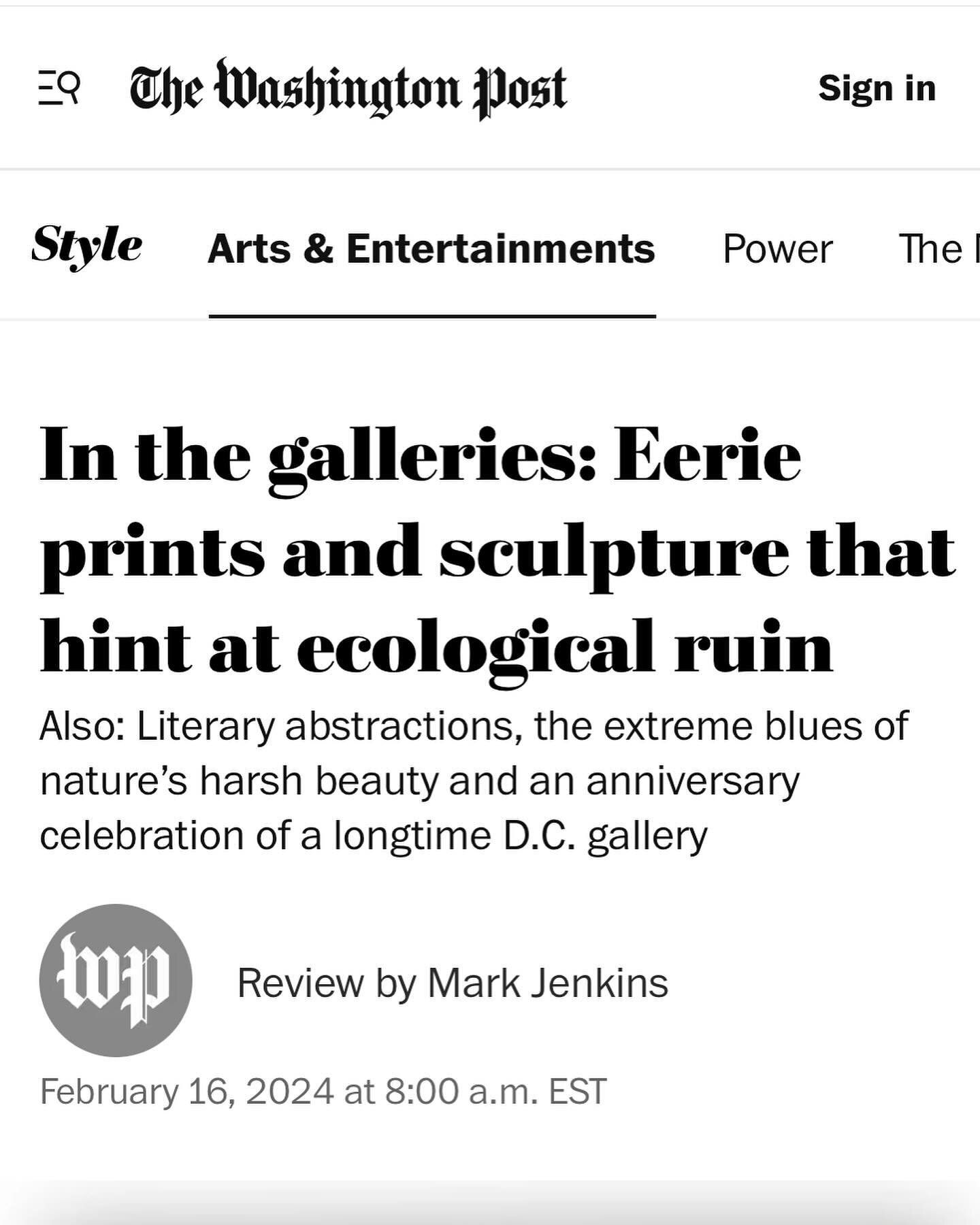 Thank you to Mark Jenkins of the @washingtonpost for this thoughtful write up of &ldquo;Natural Blue&rdquo; @930kingstreet gallery at @montgomerycollege. 💙 The show is up until March 1st for any DC area folks who might want to stop by!

Big thanks t