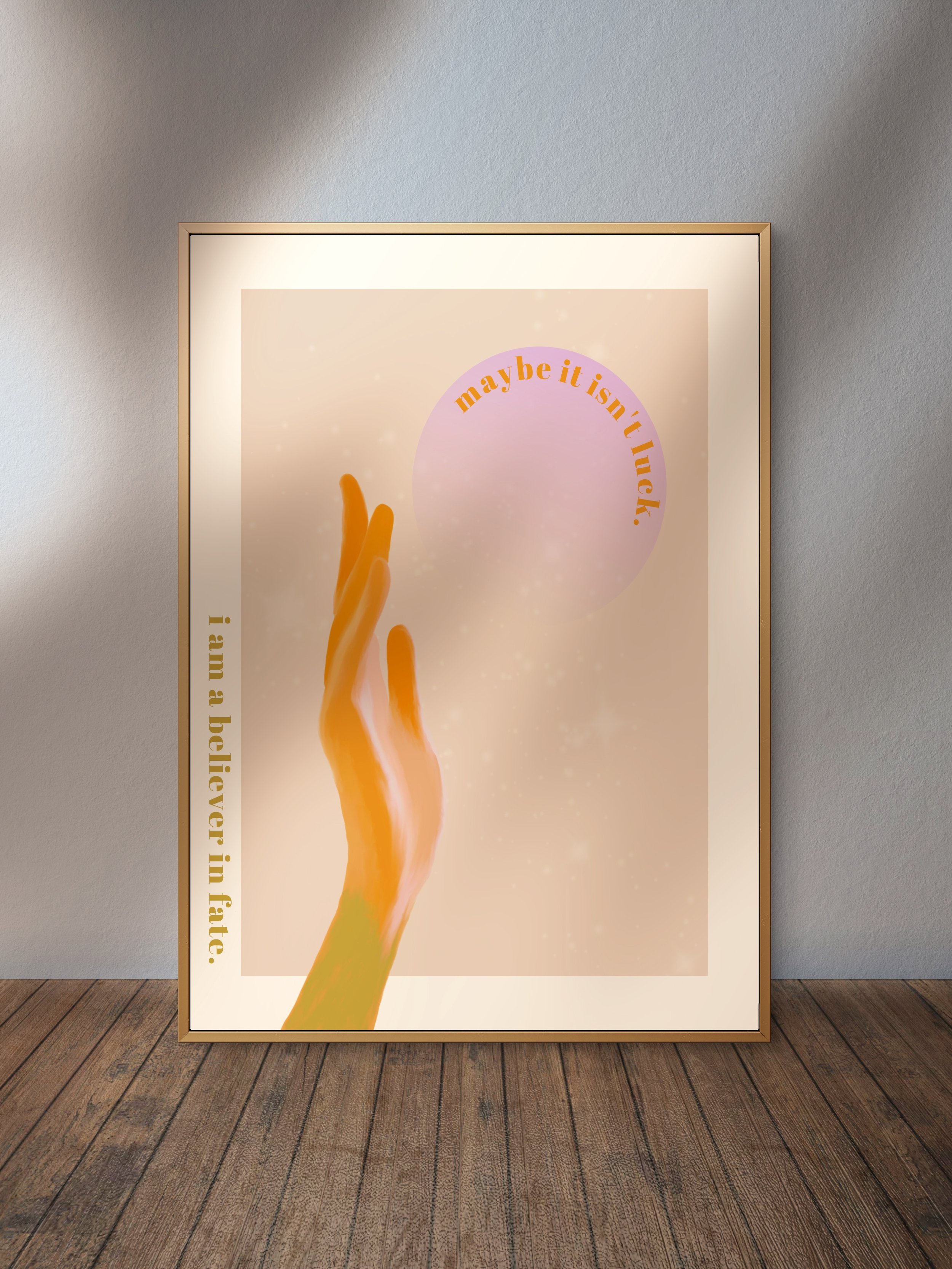 BELIEVER IN FATE Destiny Art, Inspirational Wall Decor, Spiritual Gift, Hand Reaching Art, Boho Home Decor, Yoga Meditation Studio Art