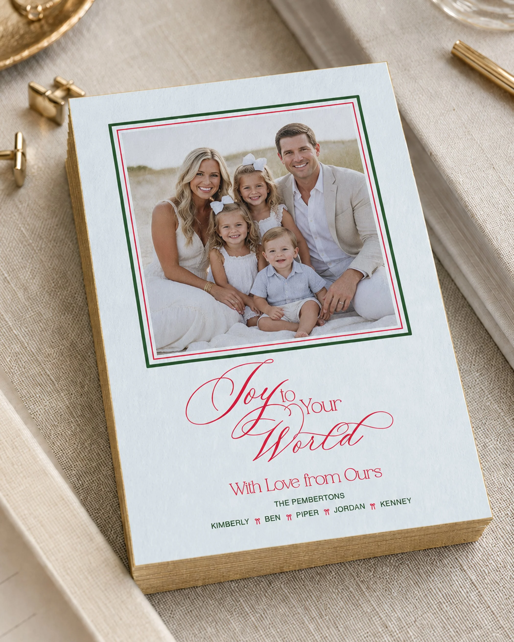 Engraved Joy to Your World Double-thick Bespoke Photo Cards