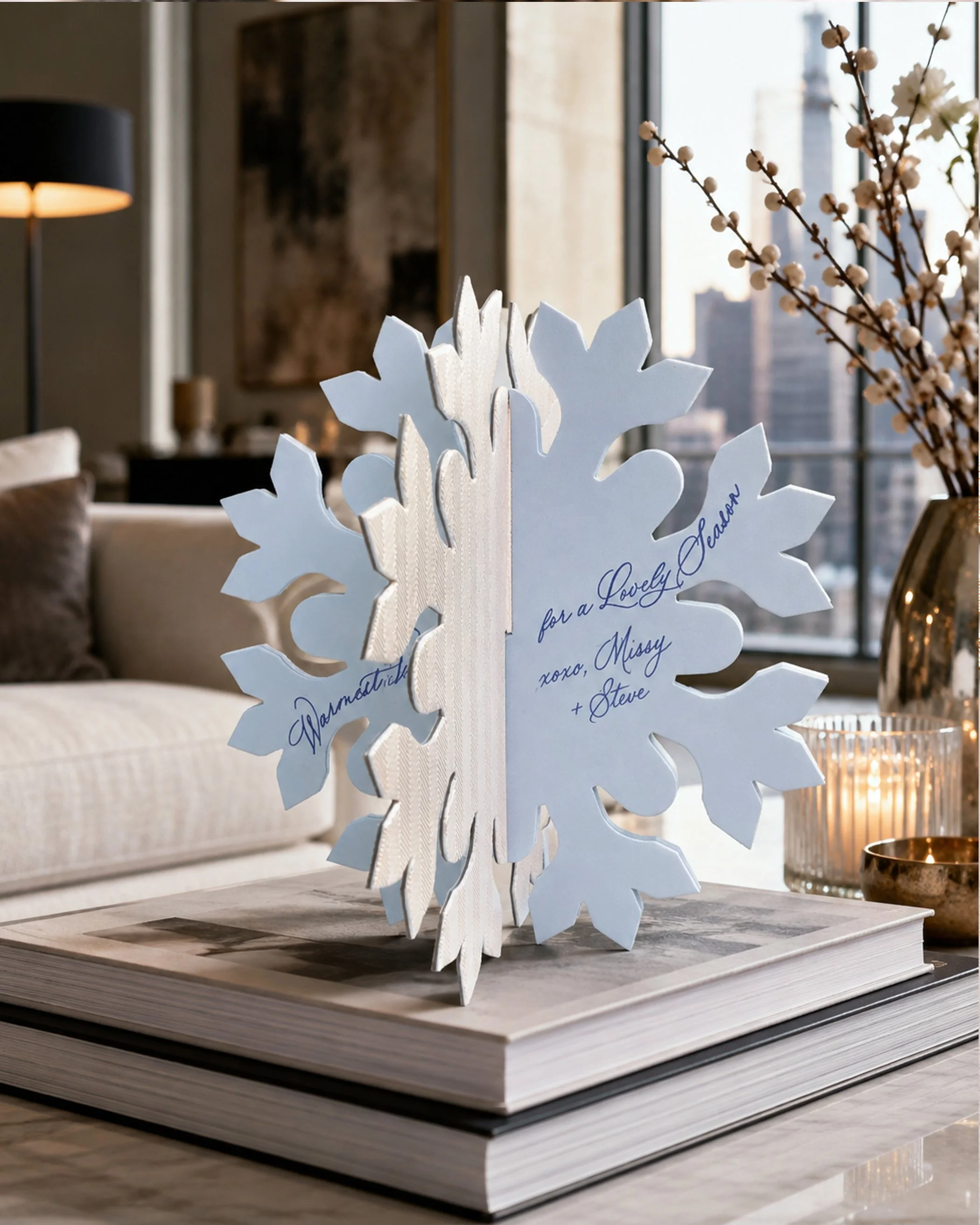 Letterpress Die-Cut 3D Snowflake Bespoke Holiday Cards