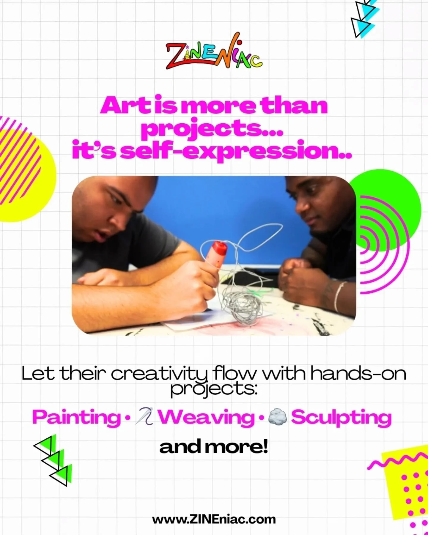🧠 Every craft builds skills that matter:
✔️ Problem-solving
✔️ Hand-eye coordination
✔️ Focus &amp; patience
 
 
🔥 At ZINEniac, art = learning, confidence &amp; fun.