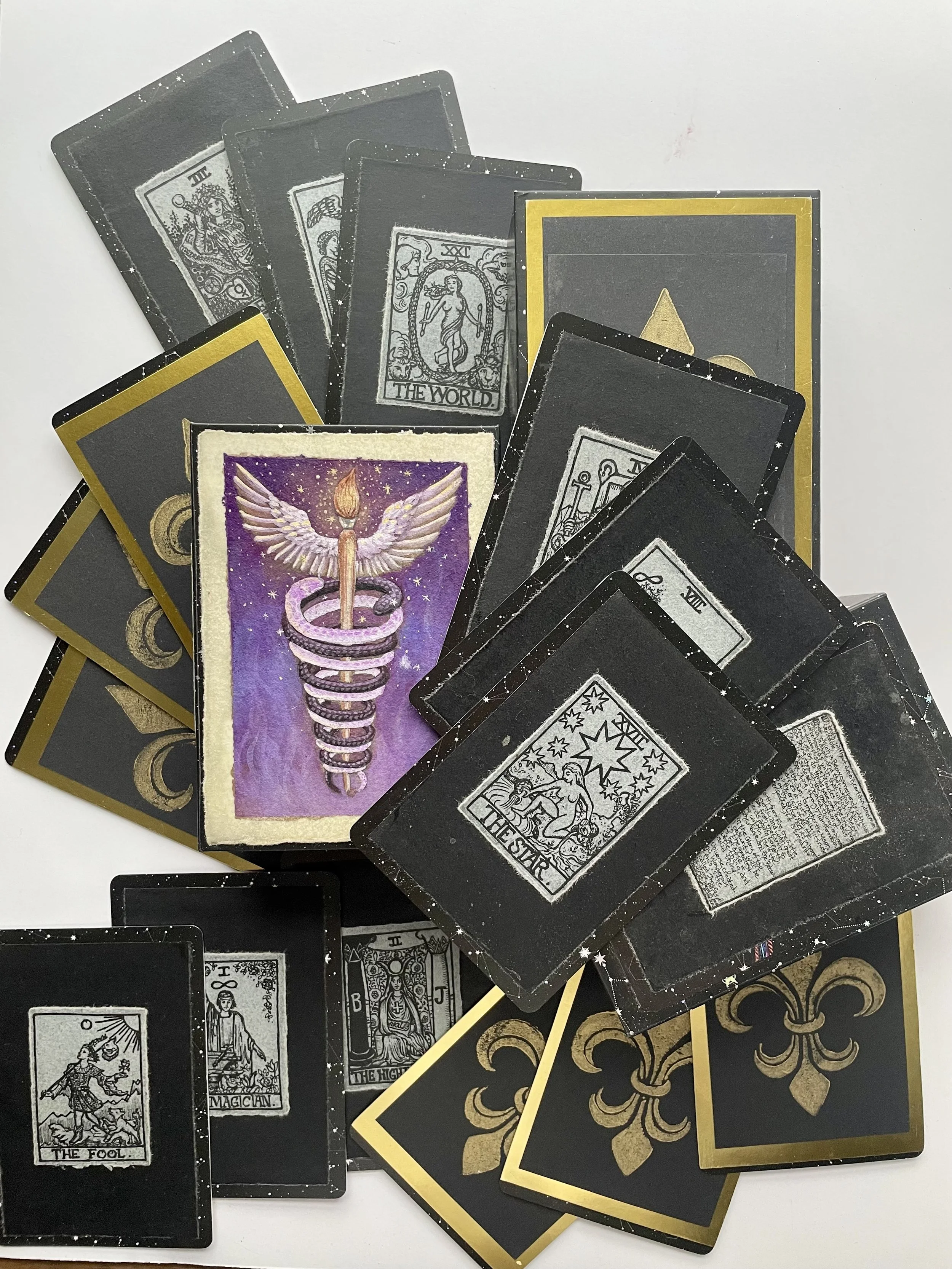 Handmade 78-Card Triparte Tarot Deck, sealed in Beeswax