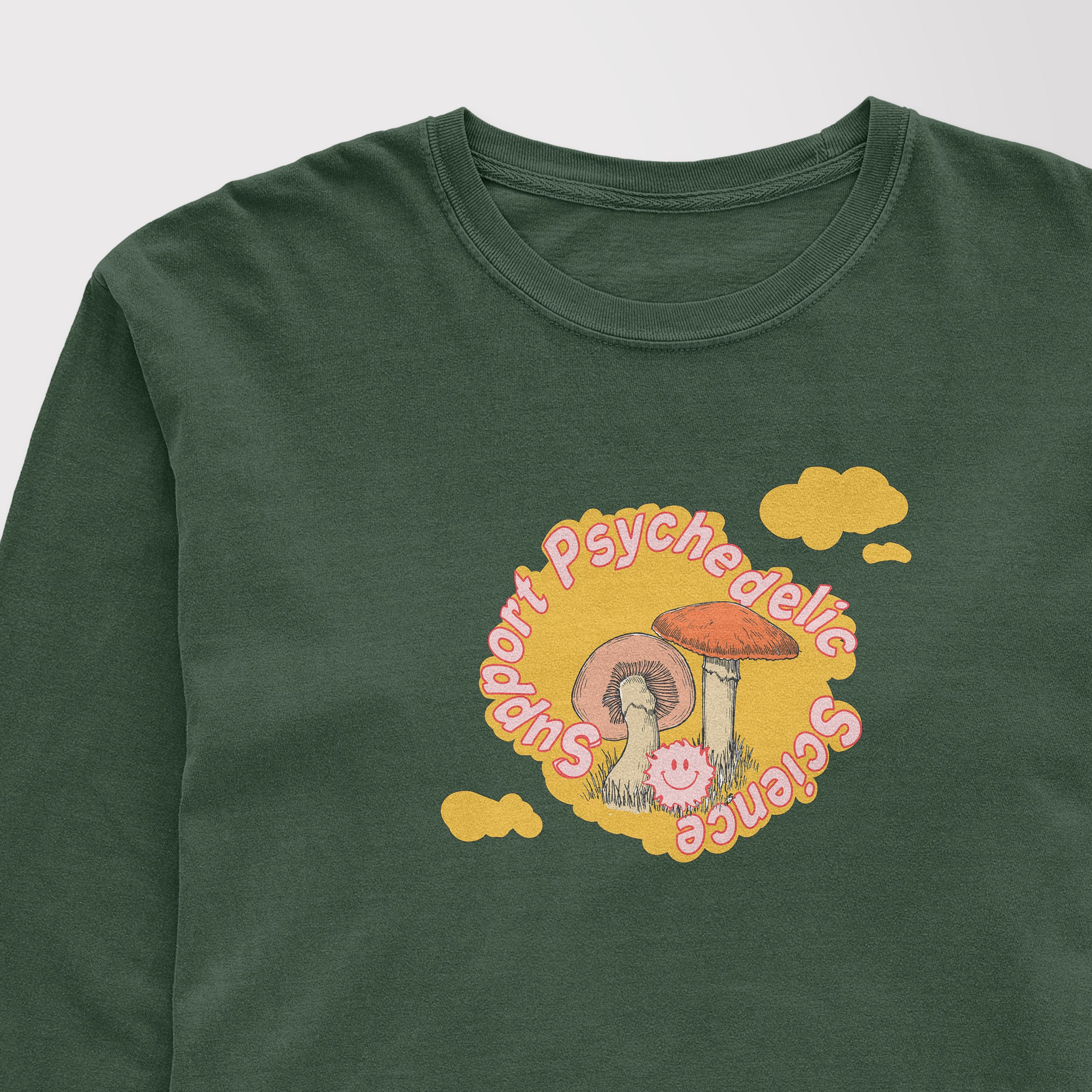 Psychedlic Science_shirt mock up2 green_bkgr.jpg