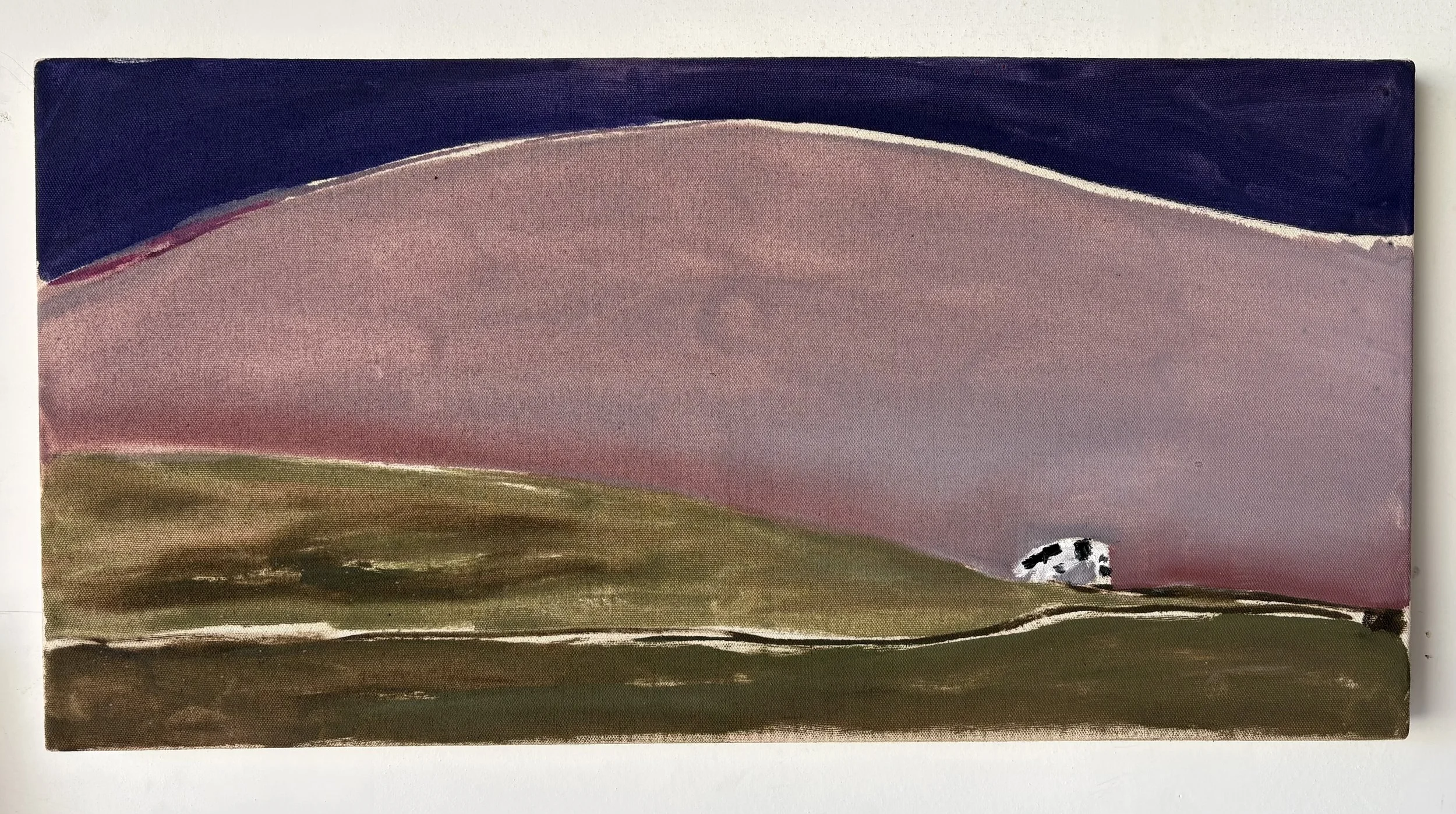 Cow at dusk 2026, 24 x 12", oil on canvas