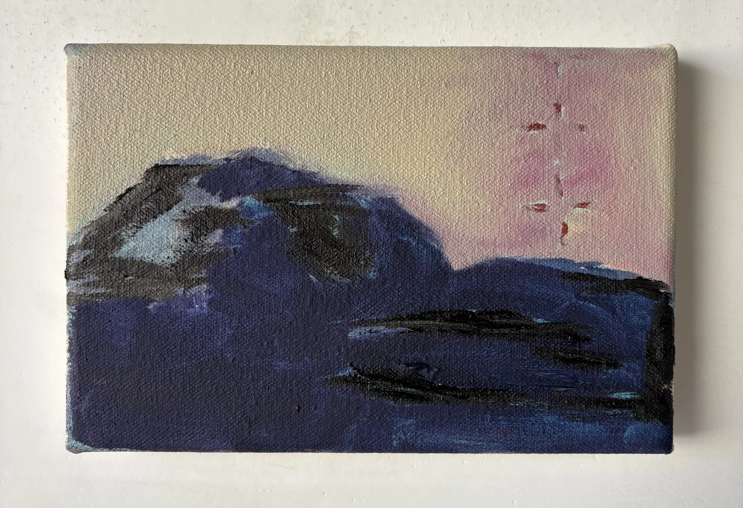 Landscape as a postcard, 2026, 7 x 4.5", oil on canvas
