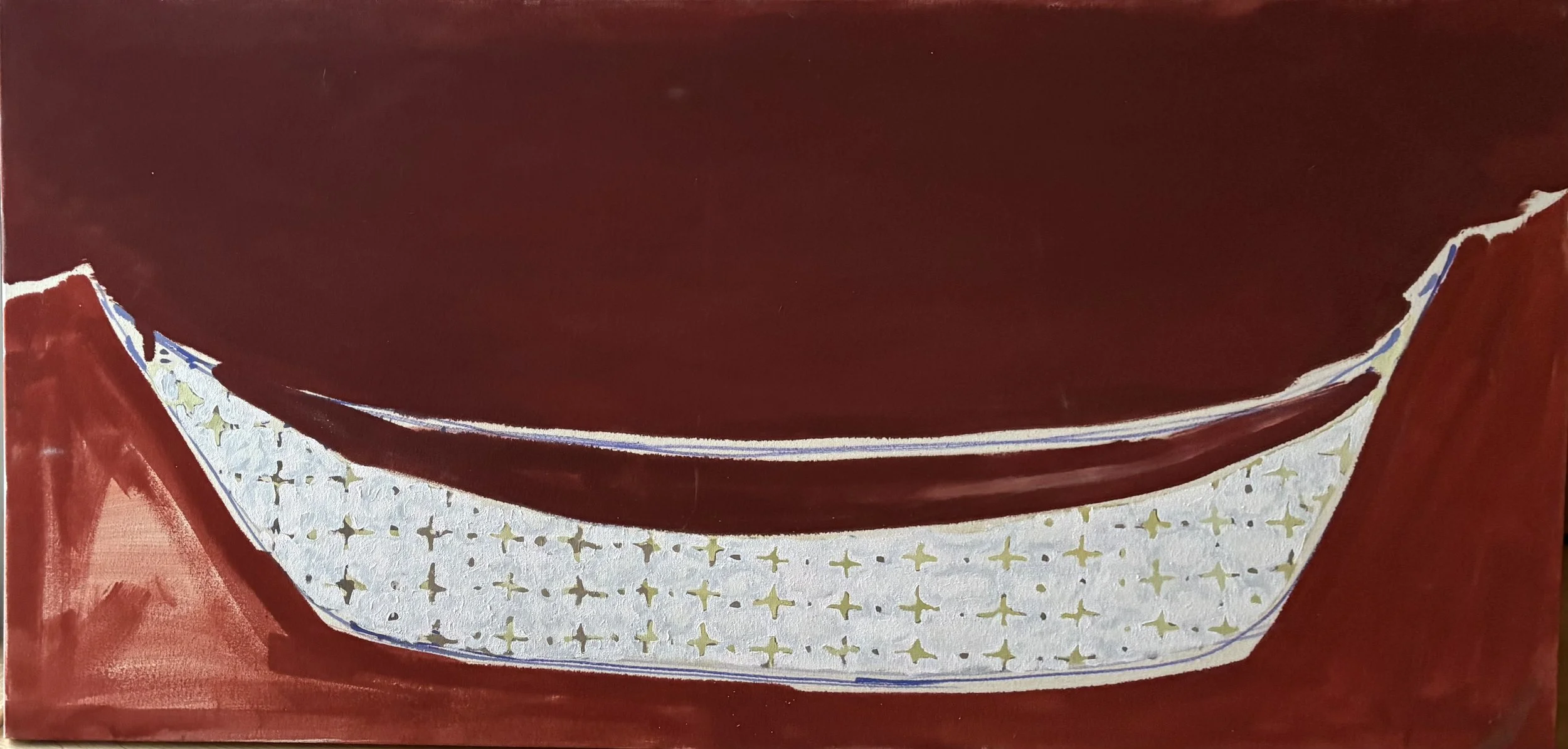 Red Boat, 2025, 48 x 24”, oil on canvas
