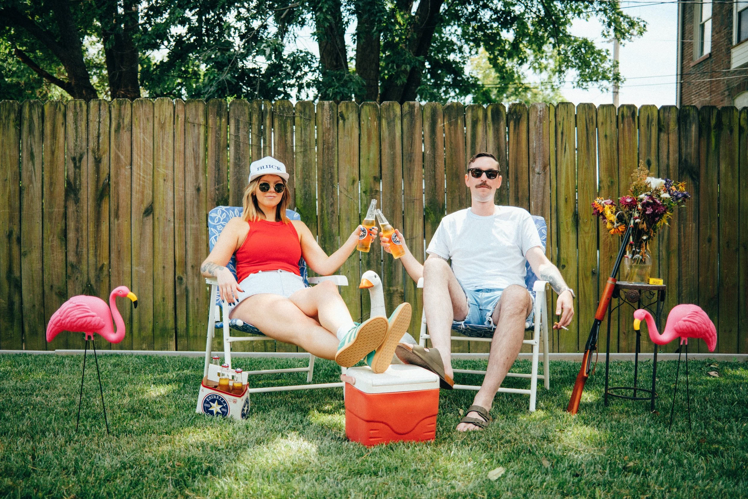 Living Room Jams &amp; Backyard Brews: Greg &amp; Maddie’s Engagement Shoot at Home