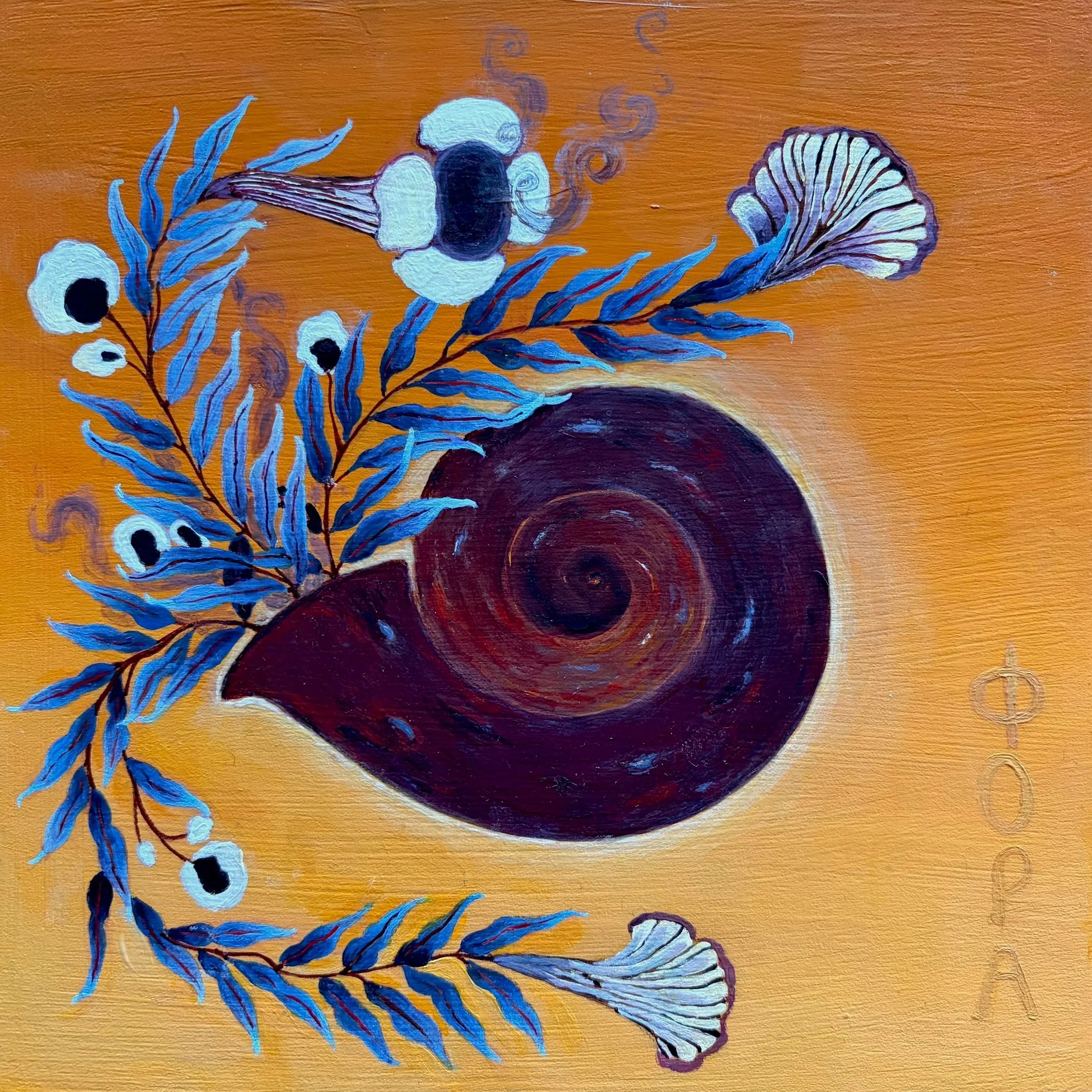 I'm Listening, 8" x 8", acrylic on wood, 2026
