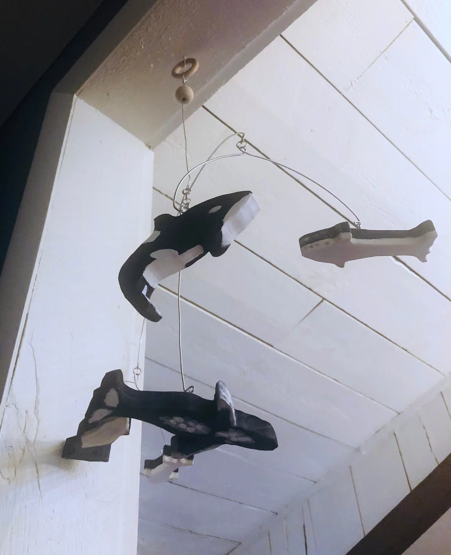 Essential Montessori Whales Baby Mobile -- wood whales hand cut and painted  from solid wood — Ocean Nursery Decor, Custom available — Essential