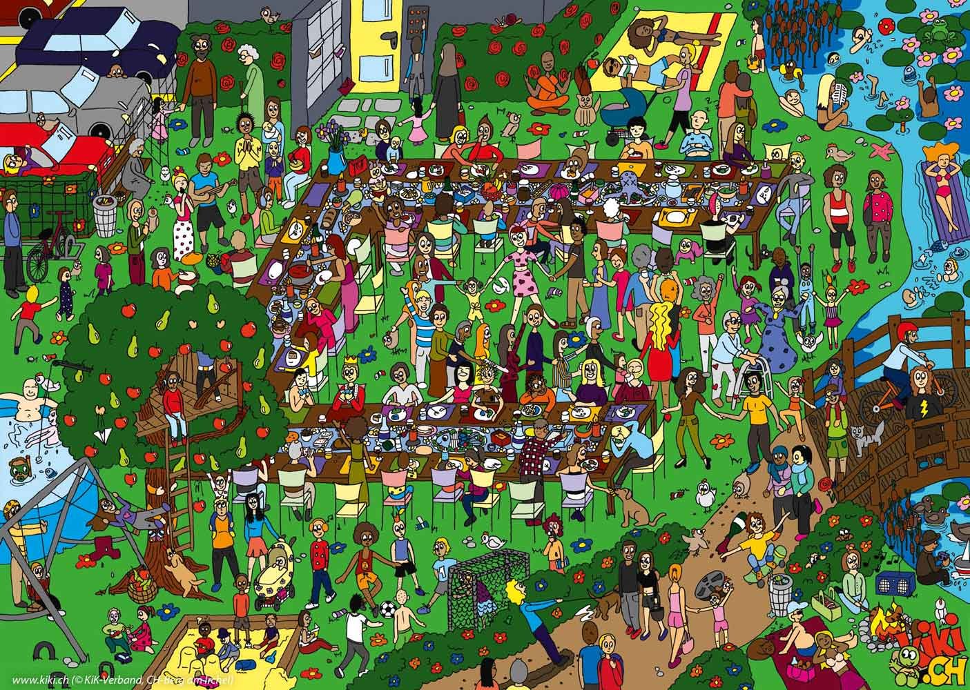 Wimmelposter «Teilen» (2 bzw. 4 A4-Seiten)