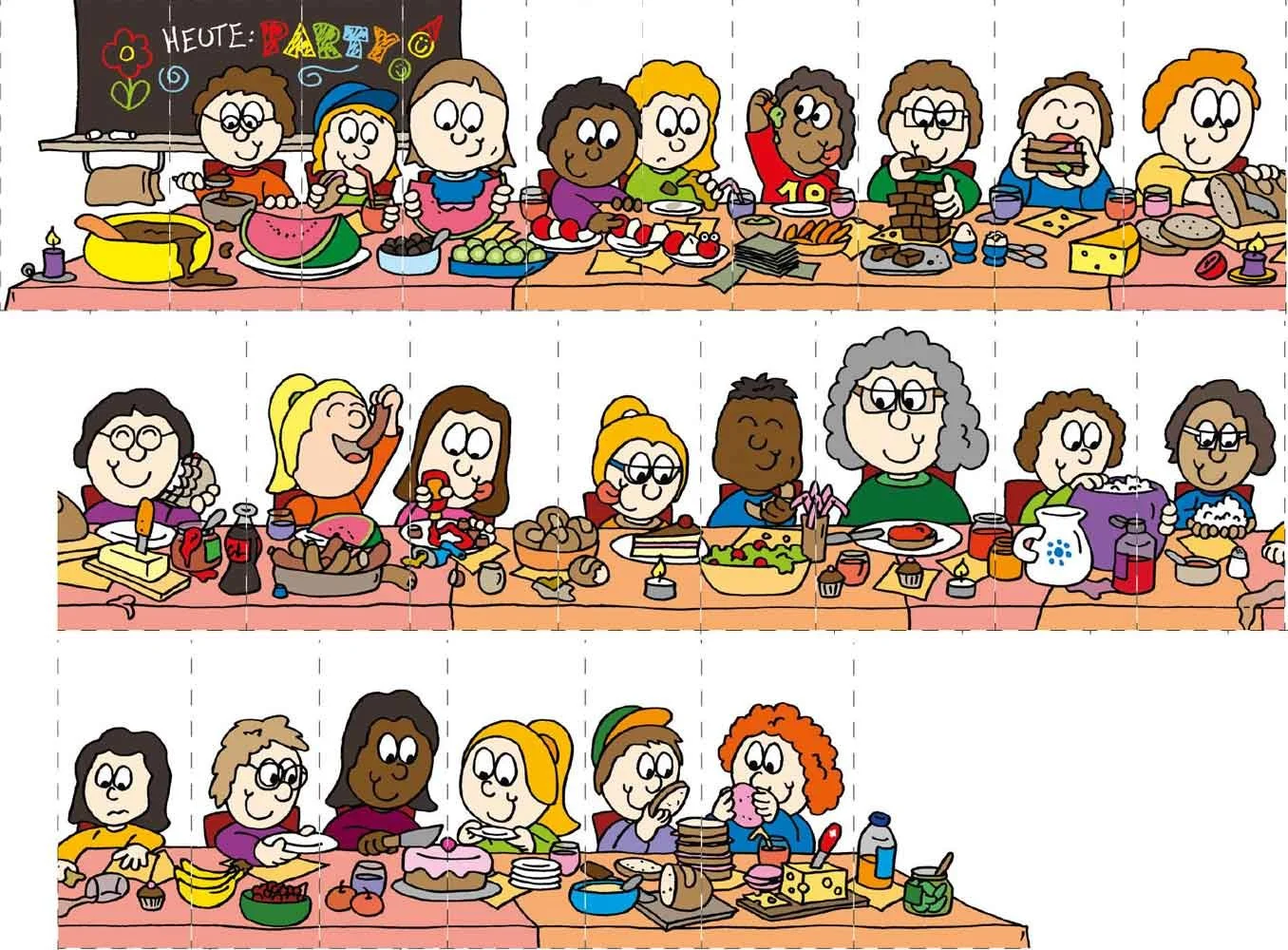 Wimmel-Bild «Teilen» (Grösse 2 A4-Seiten)