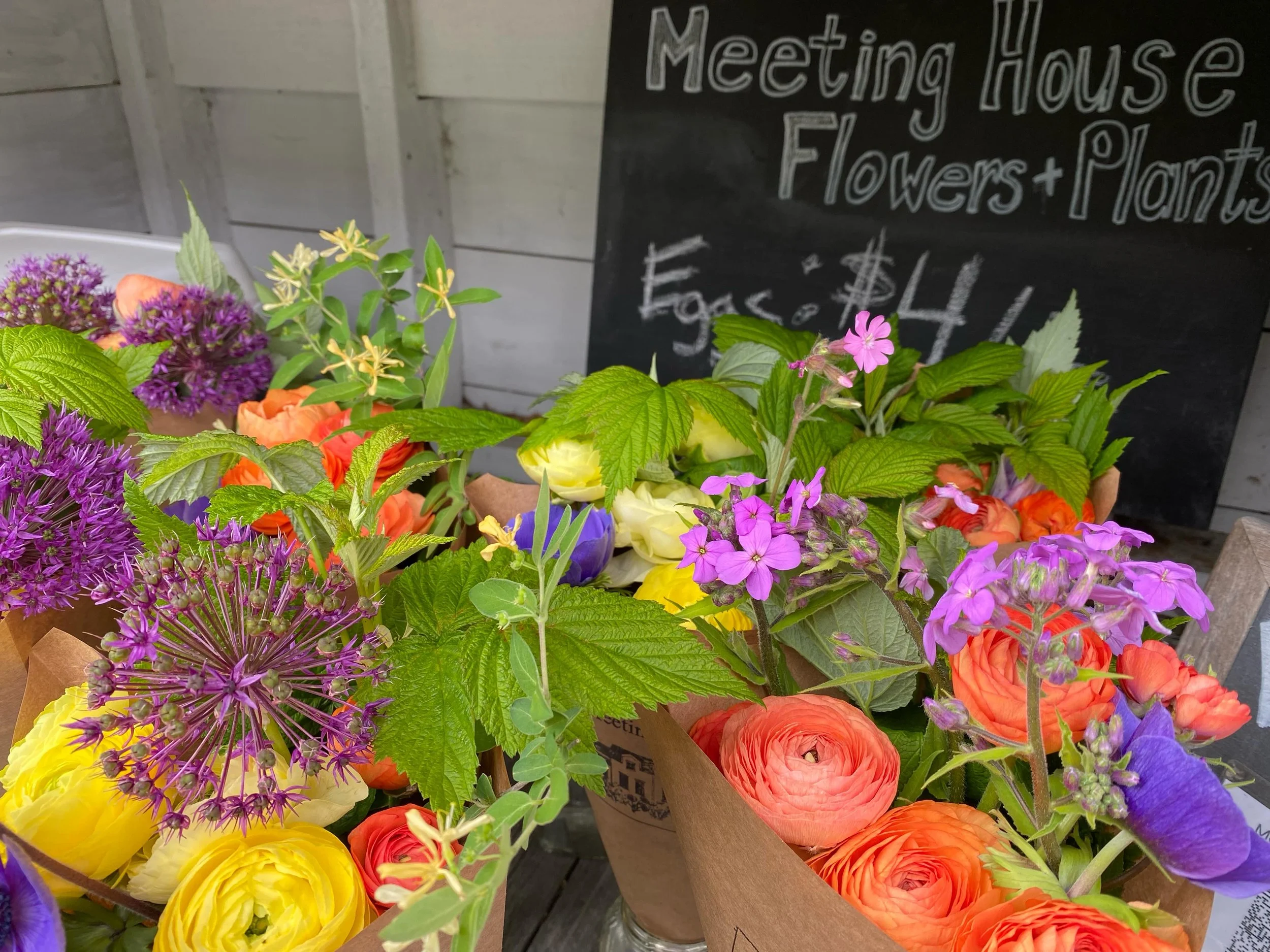 Happy Memorial Day! The stand is open today and is stocked with fresh ranunculus mixed bouquets and a few dz eggs in the cooler, looks like this weather might clear up, so stop on by!