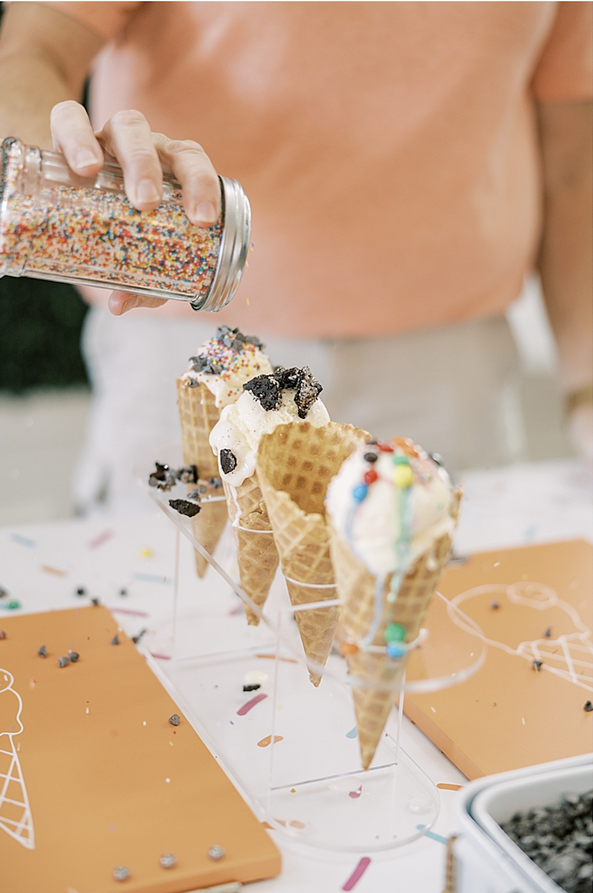Ice cream from the cart with toppings