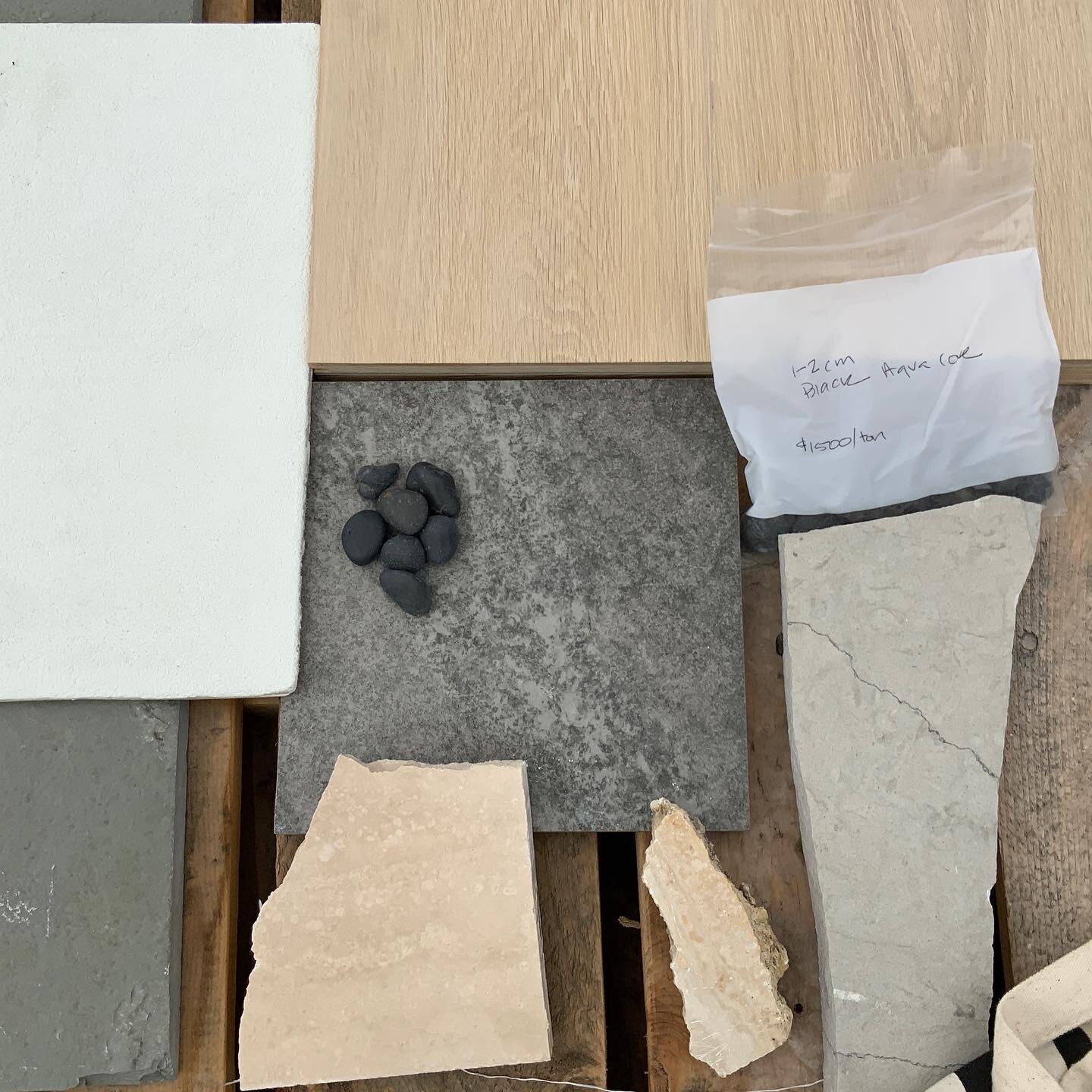 Material selection reconnaissance trip for our San Francisco project. Seeing how it all fits together - stone paving (or porcelain? leaning porcelain), decorative gravel, terrazzo for custom outdoor fireplace. Seeing how it looks with the other nearb