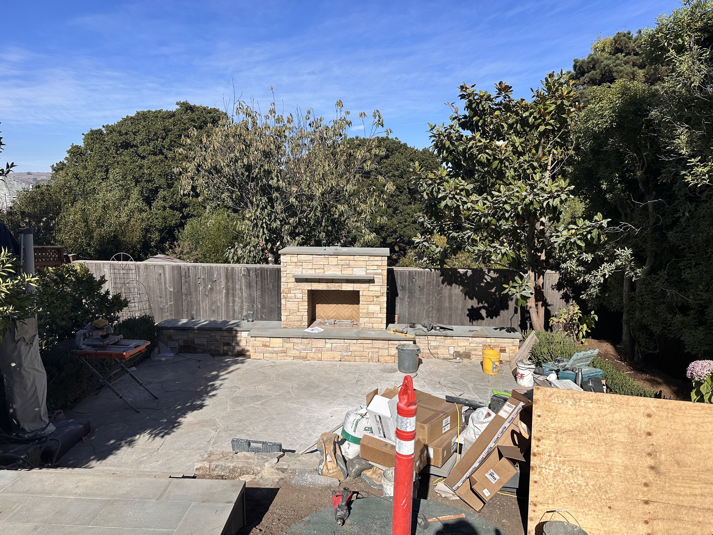 Fireplace construction in progress