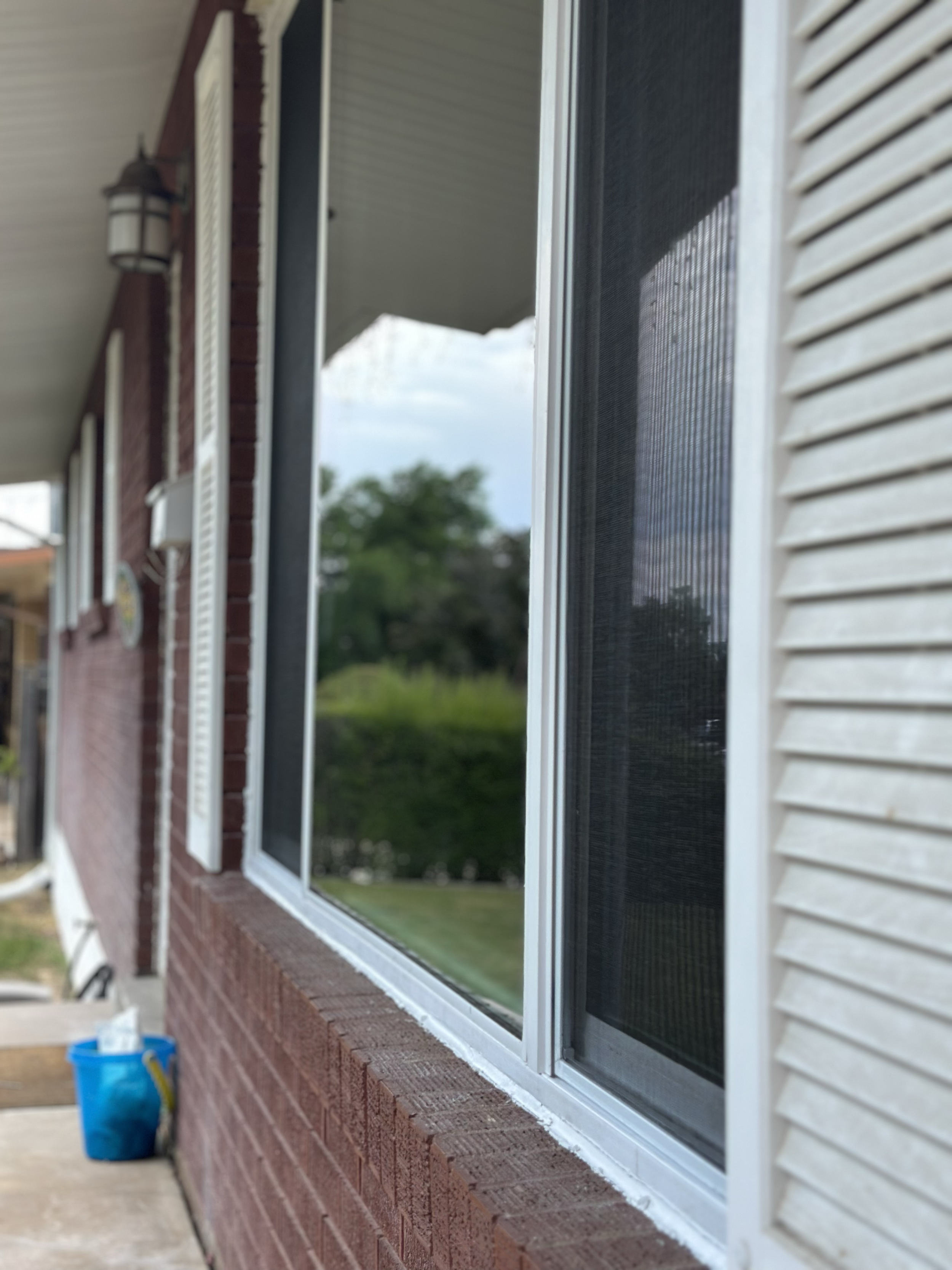 Large XOX vinyl window installed by HWY 38 Glass during a residential window replacement project in Northern Utah; energy-efficient Low-E glass. Licensed and Insured Subcontractor.