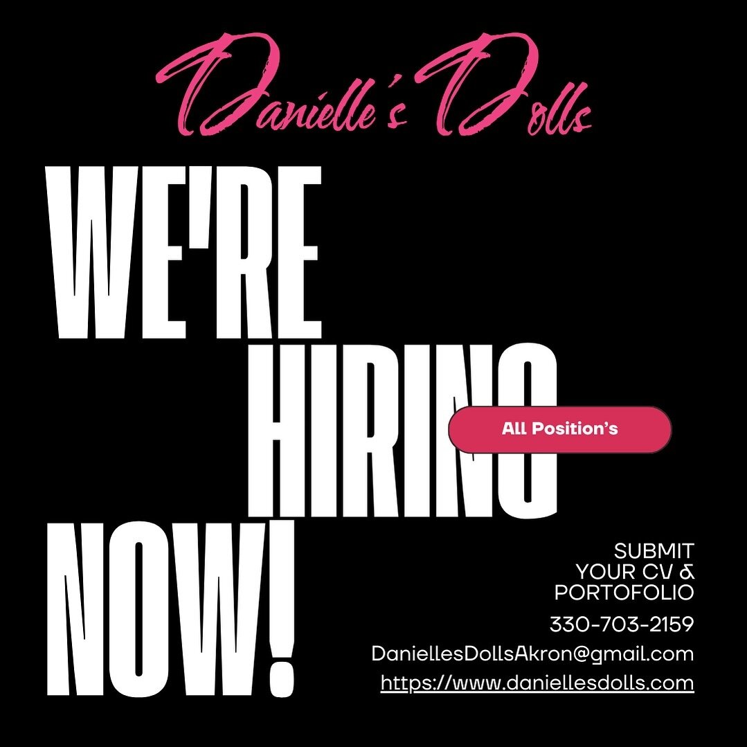 &ldquo;🌟 Now Hiring 🌟 Danielle&rsquo;s Dolls is looking for passionate individuals to join our team! We&rsquo;re hiring for all positions at our premier gentlemen&rsquo;s club and adult entertainment venue in Akron, Ohio. Whether you&rsquo;re an ex