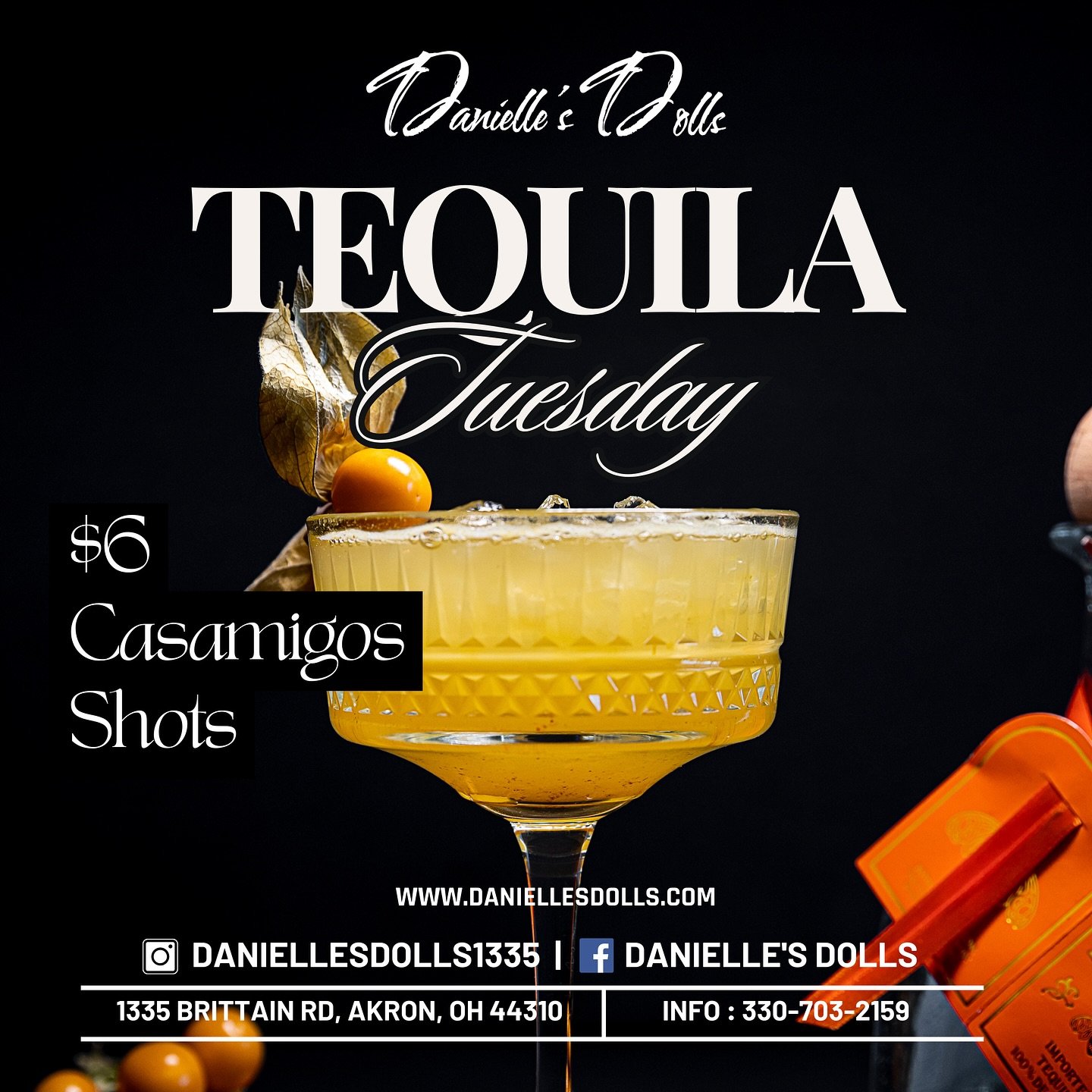 🍹💃 Tequila Tuesday just got even better at Danielle&rsquo;s Dolls! Whether you&rsquo;re into smooth Blanco or bold A&ntilde;ejo, we&rsquo;ve got $8 Casamigos shots (all of them!) ready to fuel your night. Come experience flirty fun, sultry sips, an